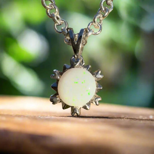 'Mystic Rain' ~ Handcrafted 1.1ct Solid Coober Pedy Opal 925 Sterling Silver Pendant Necklace