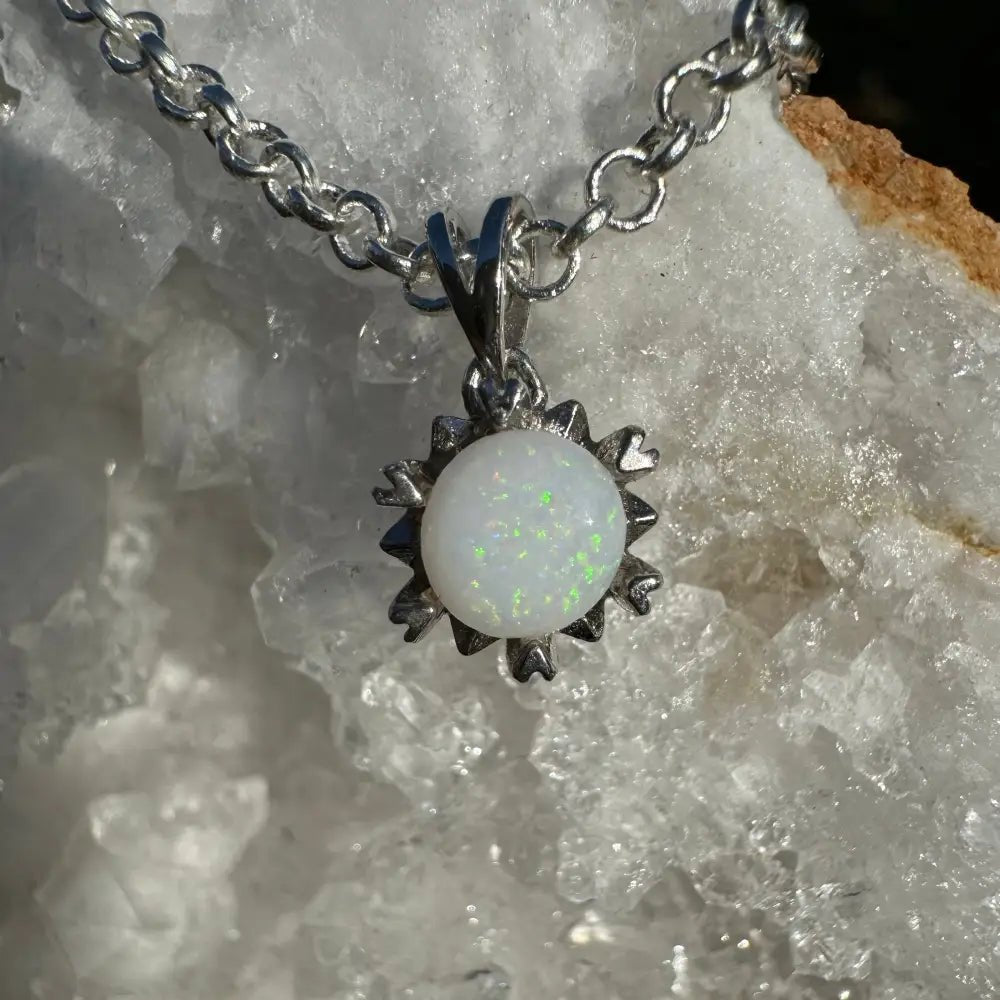 'Mystic Rain' ~ Handcrafted 1.1ct Solid Coober Pedy Opal 925 Sterling Silver Pendant Necklace