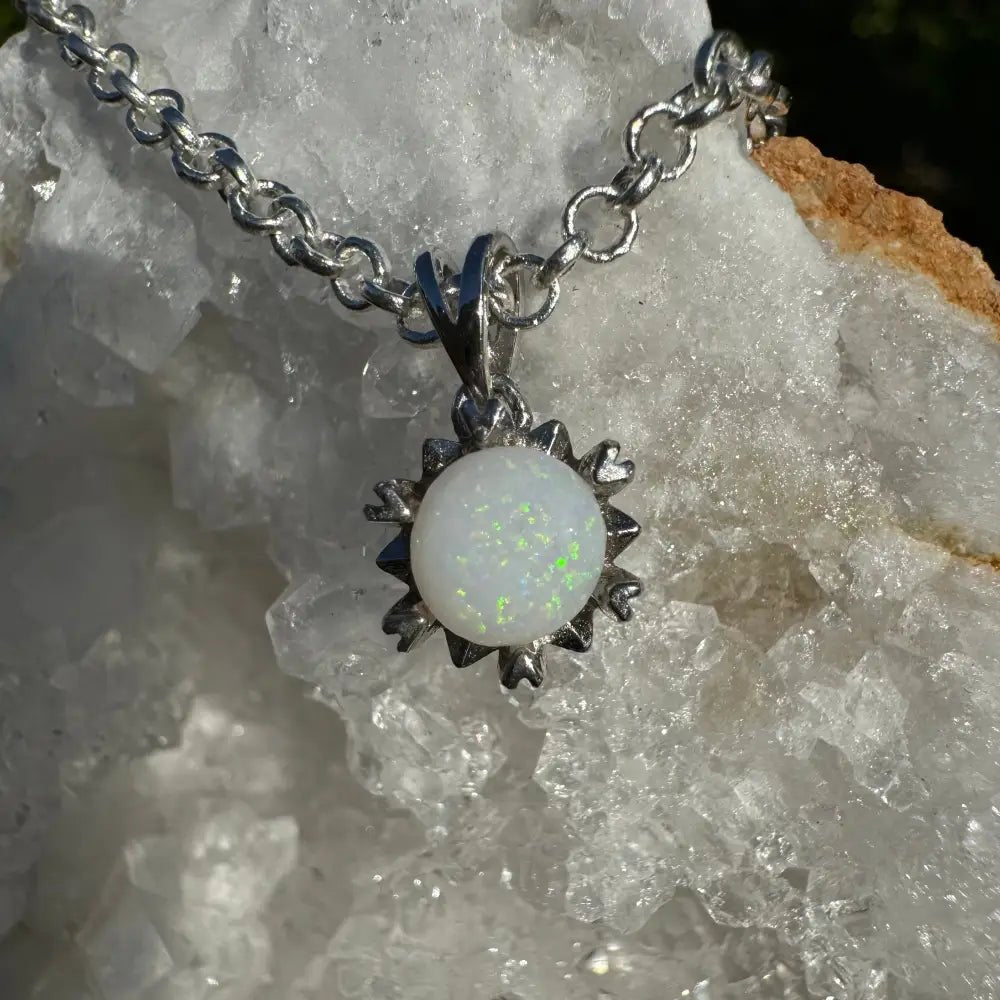 'Mystic Rain' ~ Handcrafted 1.1ct Solid Coober Pedy Opal 925 Sterling Silver Pendant Necklace