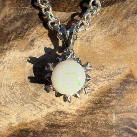 'Mystic Rain' ~ Handcrafted 1.1ct Solid Coober Pedy Opal 925 Sterling Silver Pendant Necklace