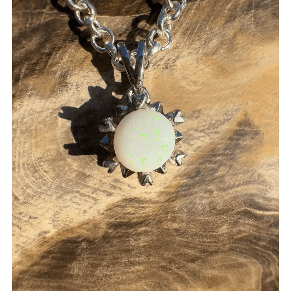 'Mystic Rain' ~ Handcrafted 1.1ct Solid Coober Pedy Opal 925 Sterling Silver Pendant Necklace