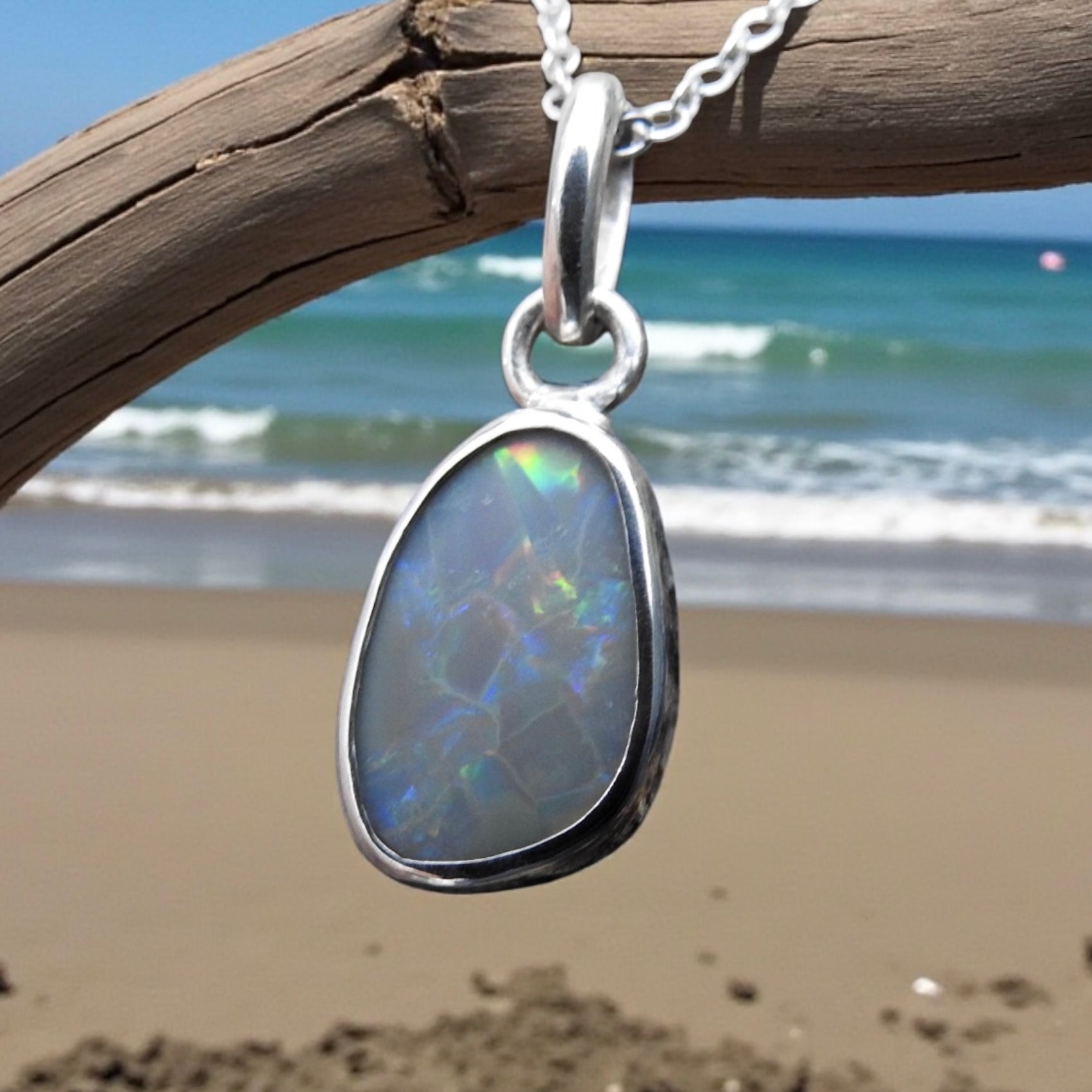 Narran Creek Shine ~ 1.5ct Lightning Ridge Opal 925 Silver Pendant