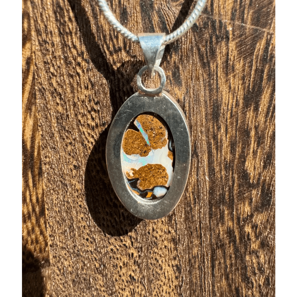 'Natural Wonders' ~ Handcrafted 8.8ct Solid Queensland Boulder Opal 925 Sterling Silver Pendant Necklace