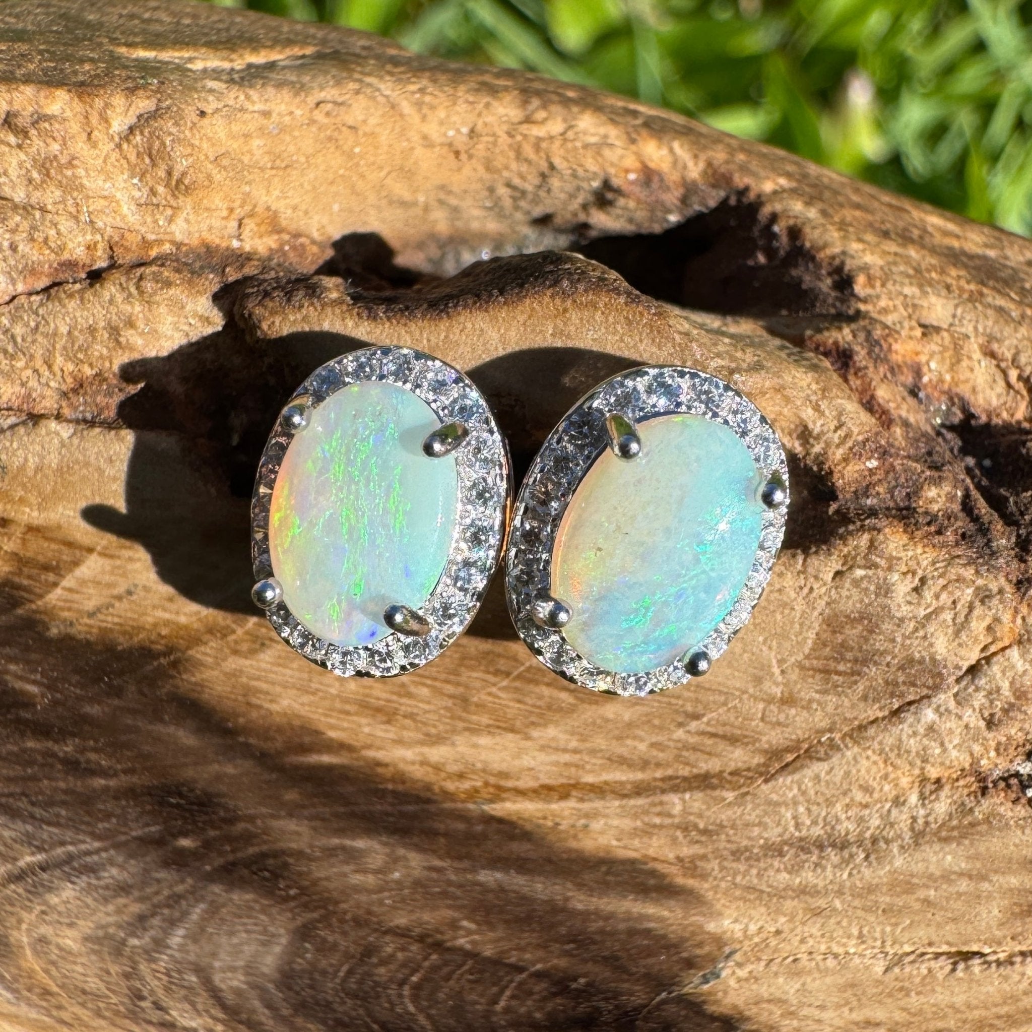 Nelson Bay Sea Foam ~ 1.4ct Solid Lightning Ridge Opal Earrings