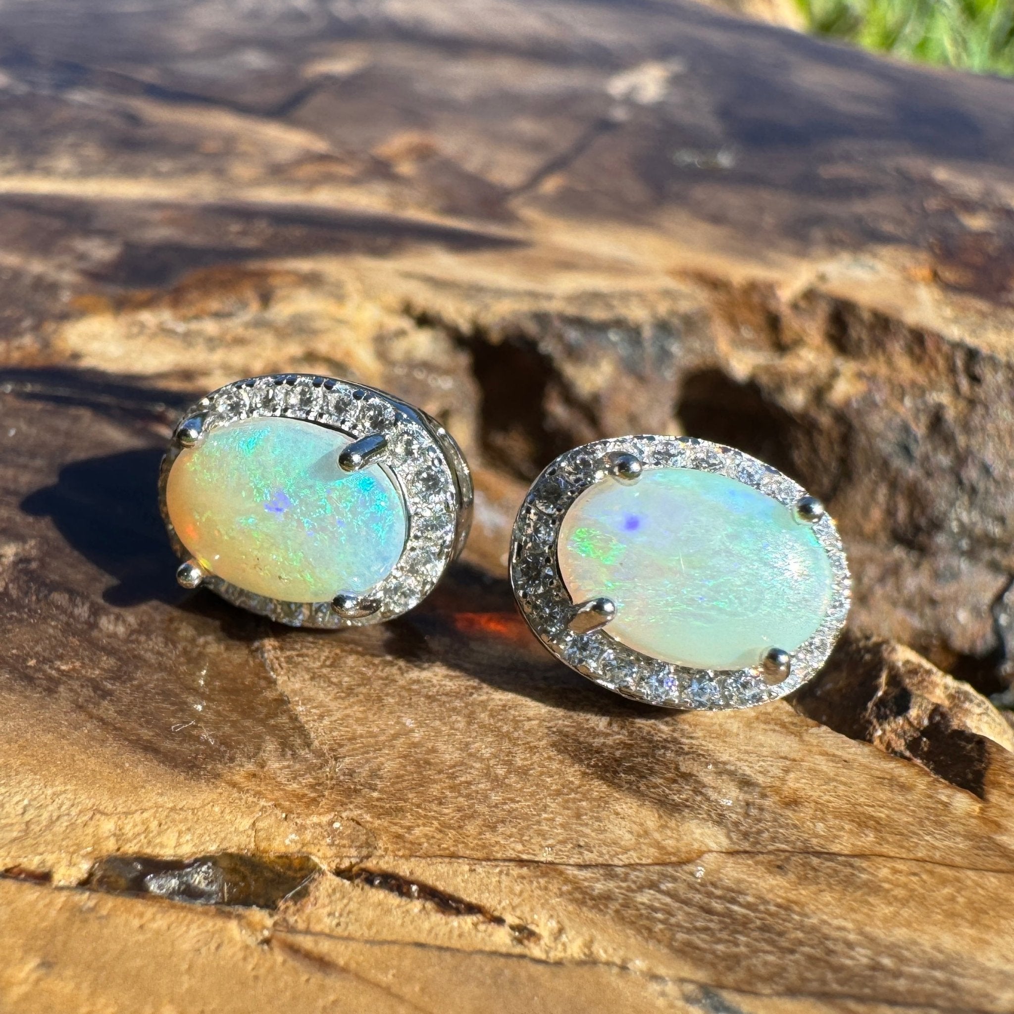 Nelson Bay Sea Foam ~ 1.4ct Solid Lightning Ridge Opal Earrings