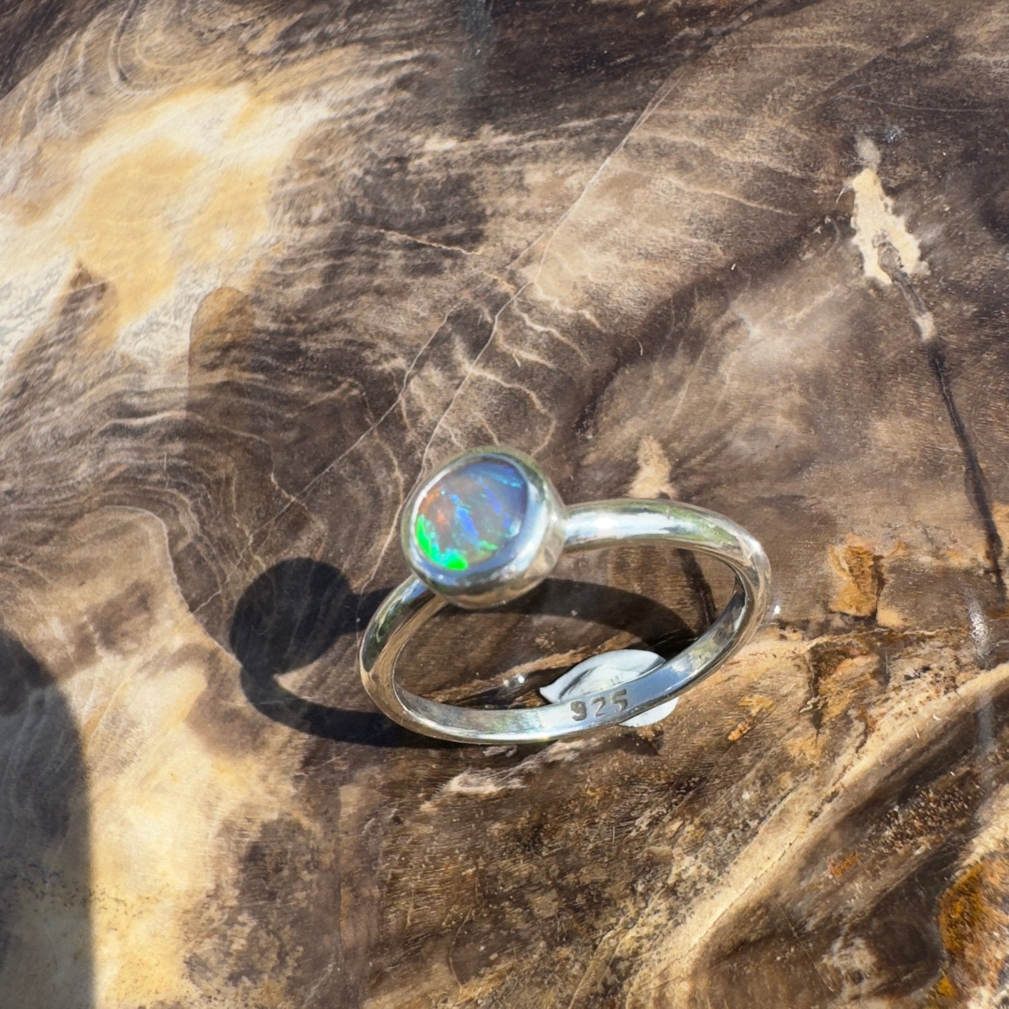 Ningaloo After Dark – 0.4ct Solid Lightning Ridge Dark Crystal Opal 925 Sterling Silver Ring