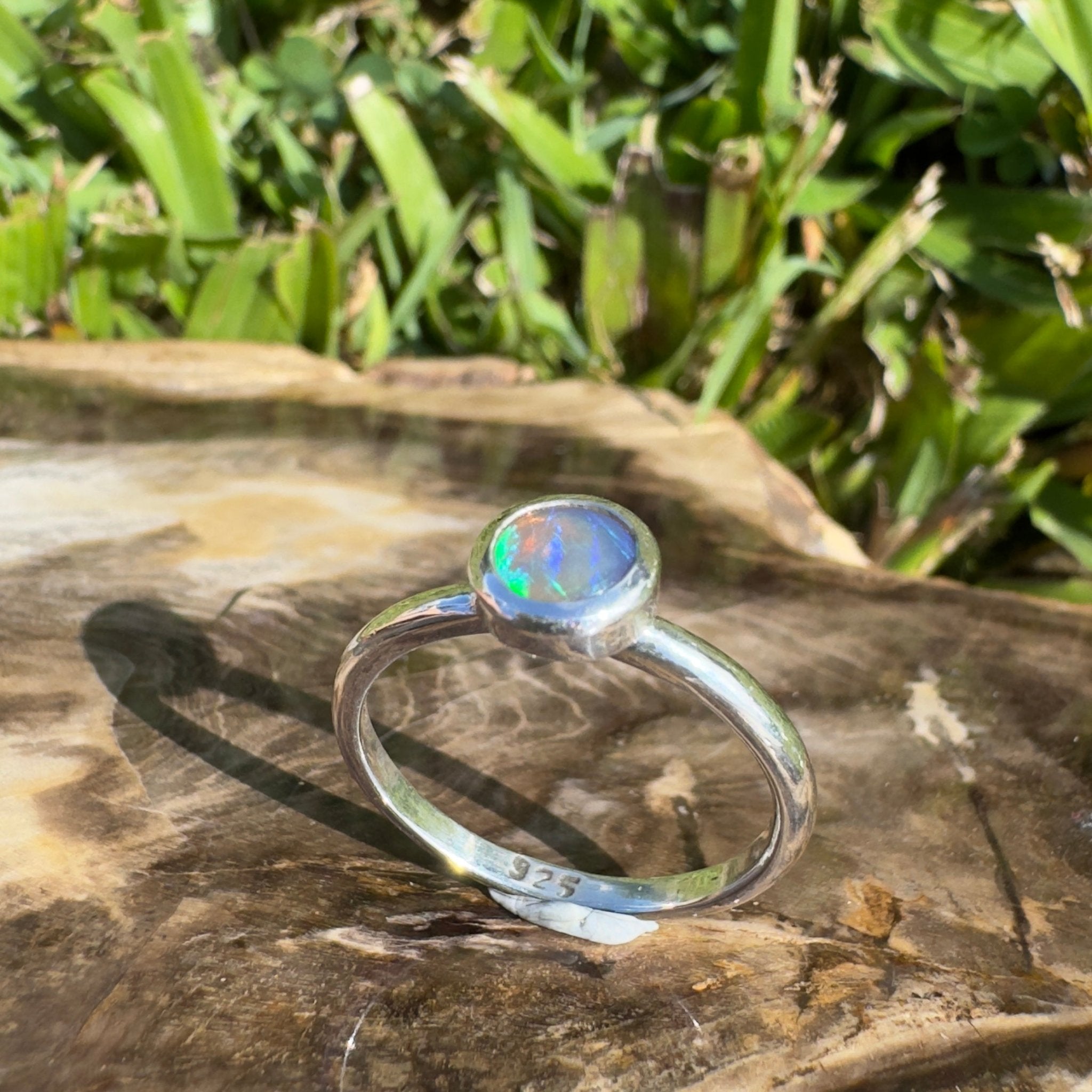 Ningaloo After Dark – 0.4ct Solid Lightning Ridge Dark Crystal Opal 925 Sterling Silver Ring