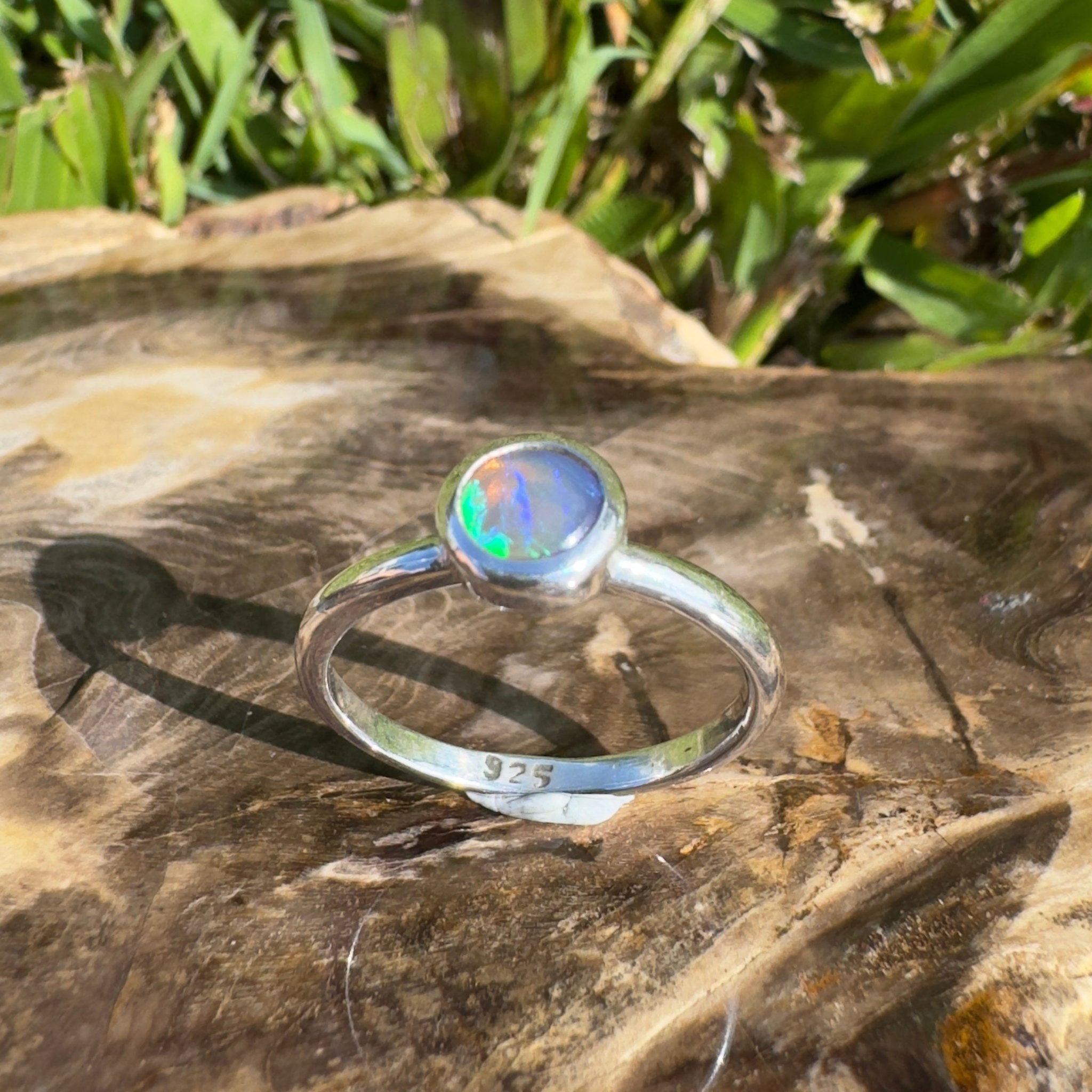 Ningaloo After Dark – 0.4ct Solid Lightning Ridge Dark Crystal Opal 925 Sterling Silver Ring