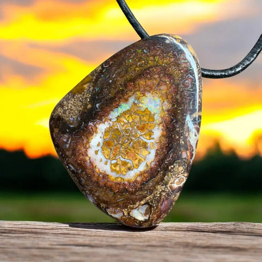 ‘Ningaloo Dreaming' ~ Handcrafted 58ct Solid Queensland Koroit Opal Pendant Necklace