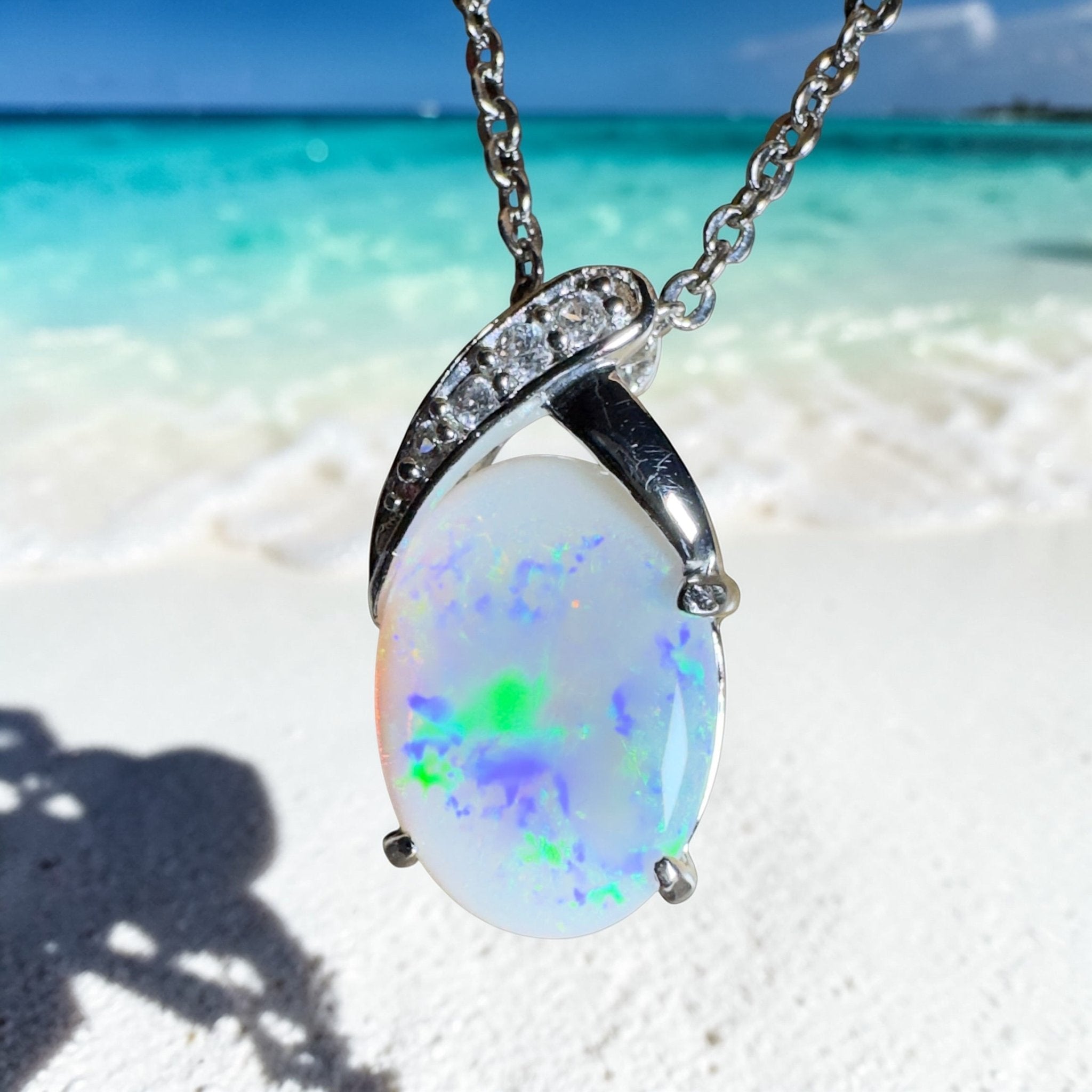 Ningaloo Reef Glow ~3ct Coober Pedy Opal 925 Silver Pendant