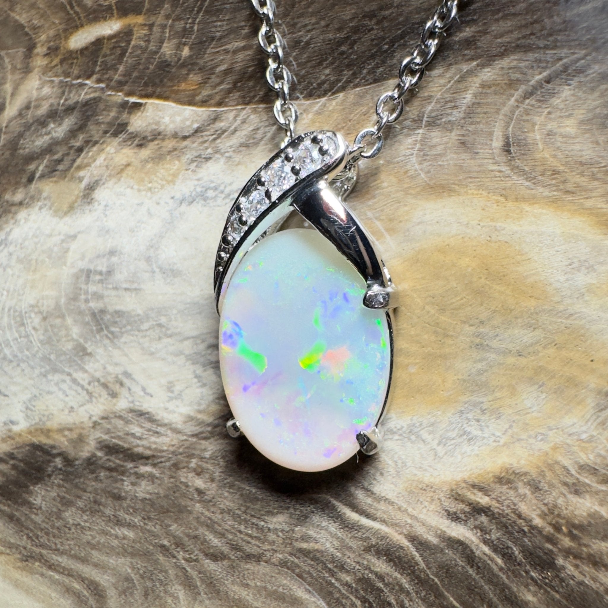 Ningaloo Reef Glow ~3ct Coober Pedy Opal 925 Silver Pendant