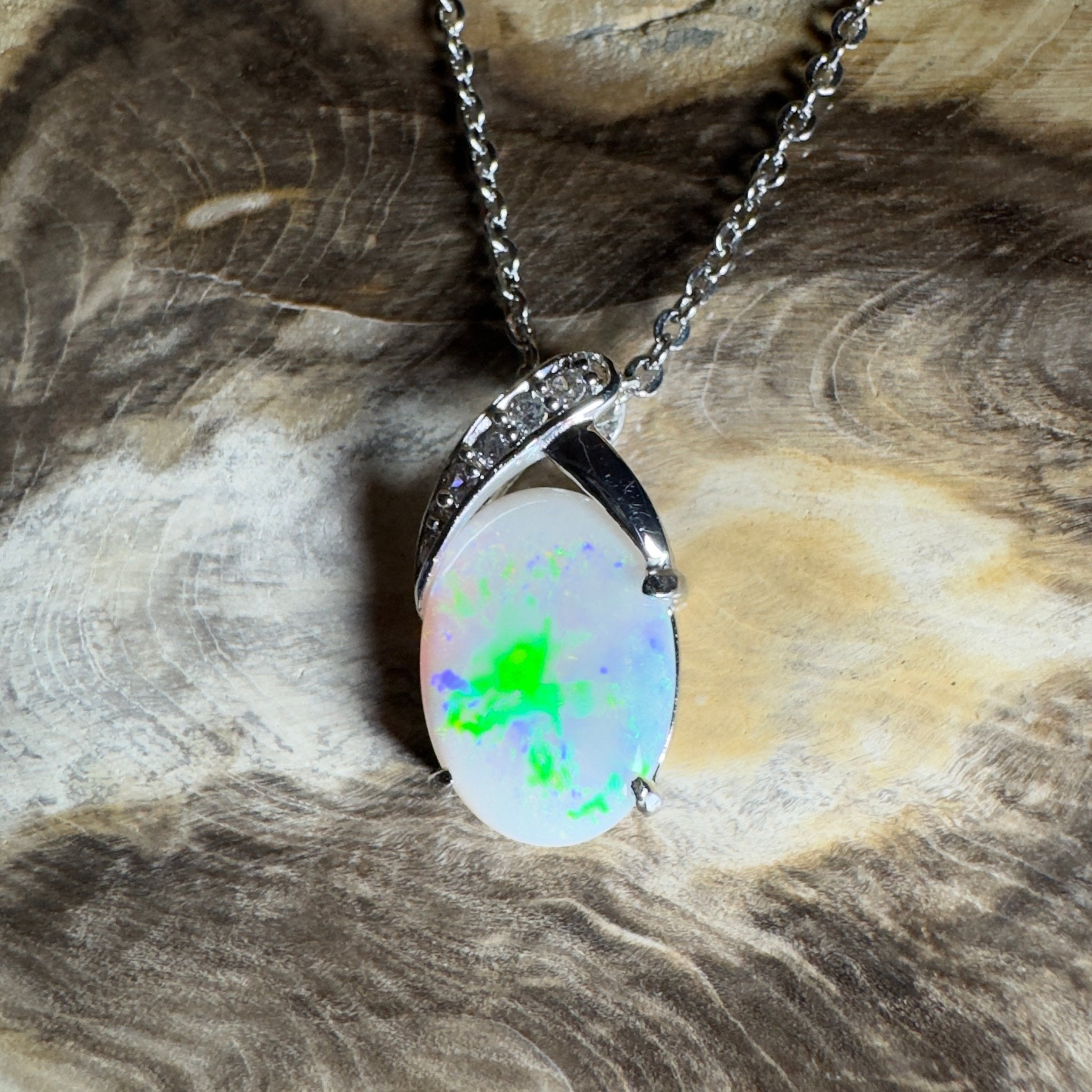 Ningaloo Reef Glow ~3ct Coober Pedy Opal 925 Silver Pendant