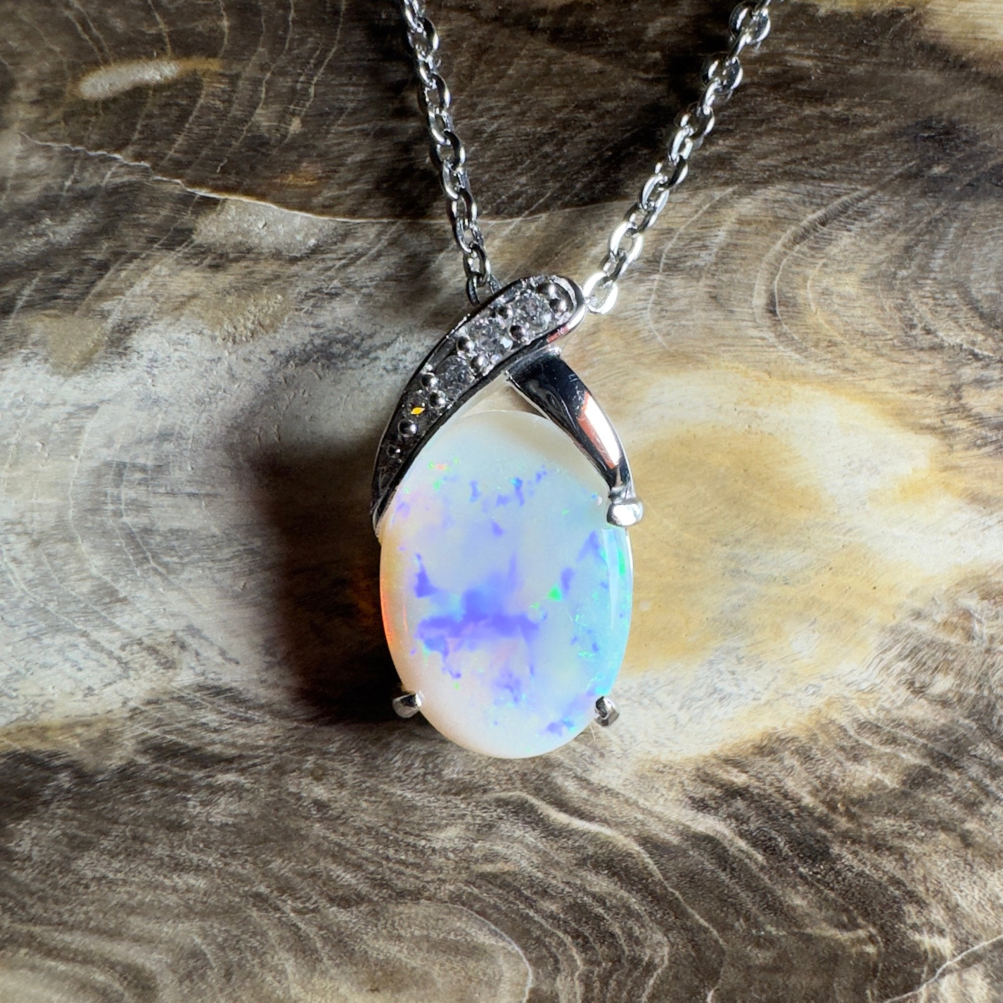 Ningaloo Reef Glow ~3ct Coober Pedy Opal 925 Silver Pendant