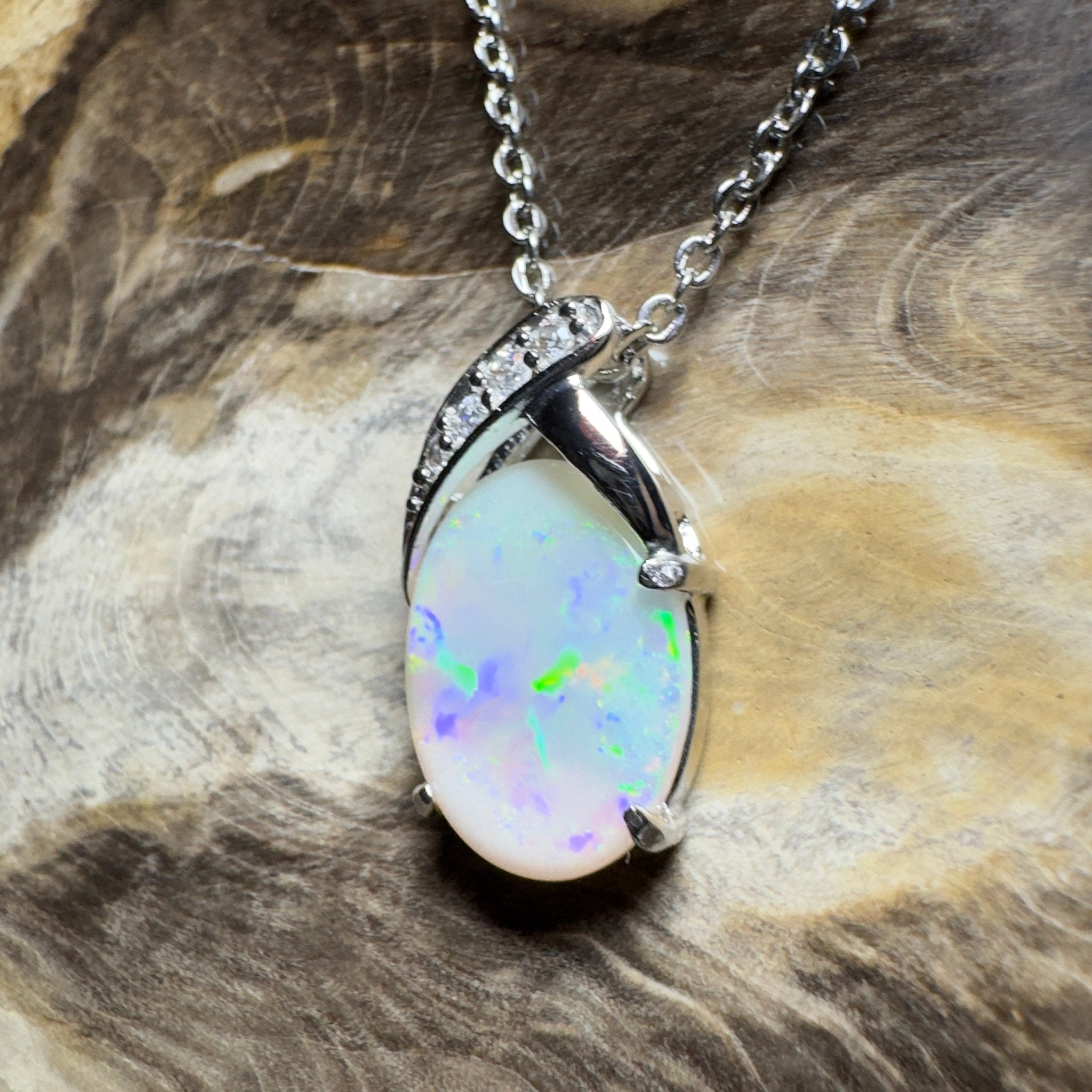 Ningaloo Reef Glow ~3ct Coober Pedy Opal 925 Silver Pendant