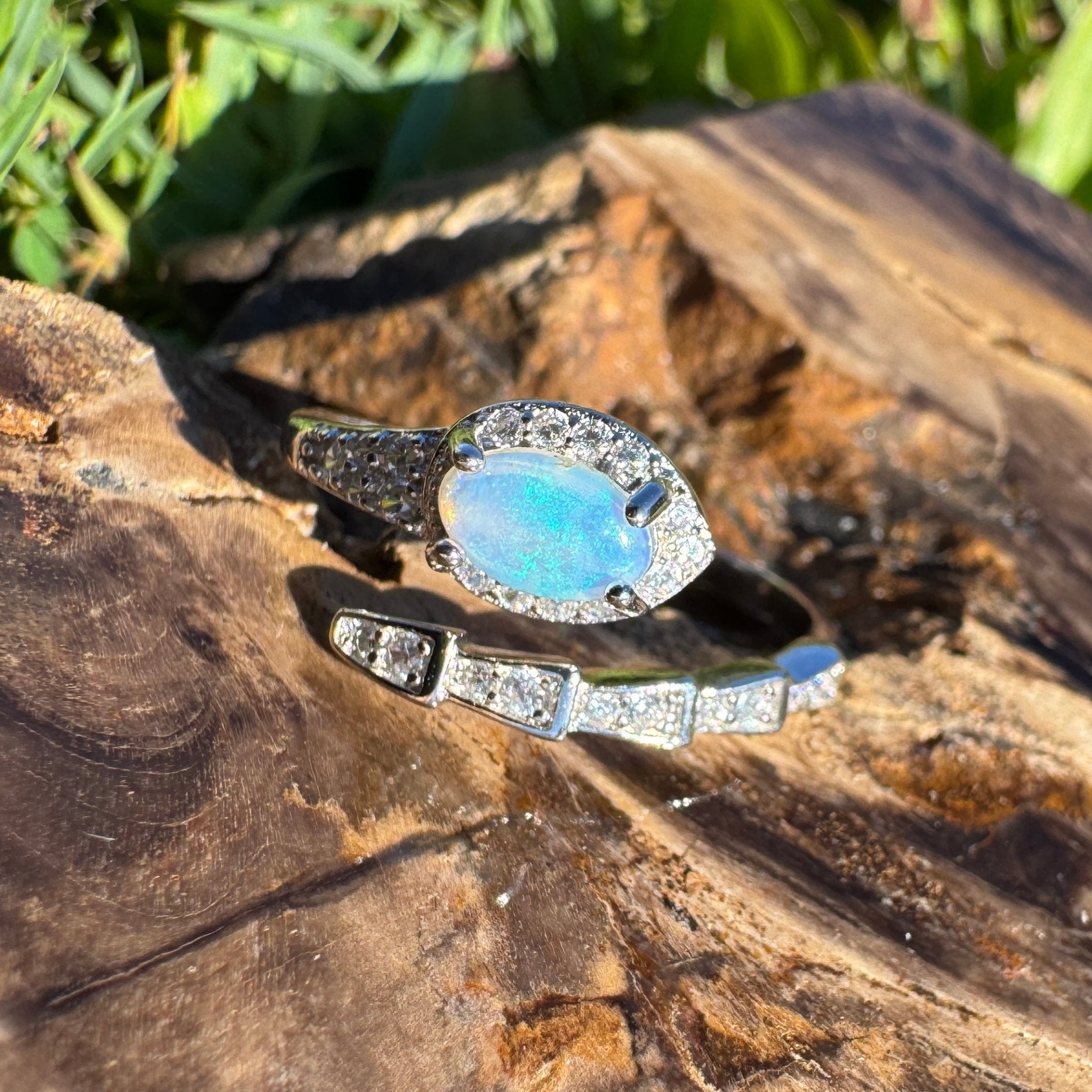 Noosa Drift ~ 0.3ct Solid Lightning Ridge Opal 925 Silver Ring