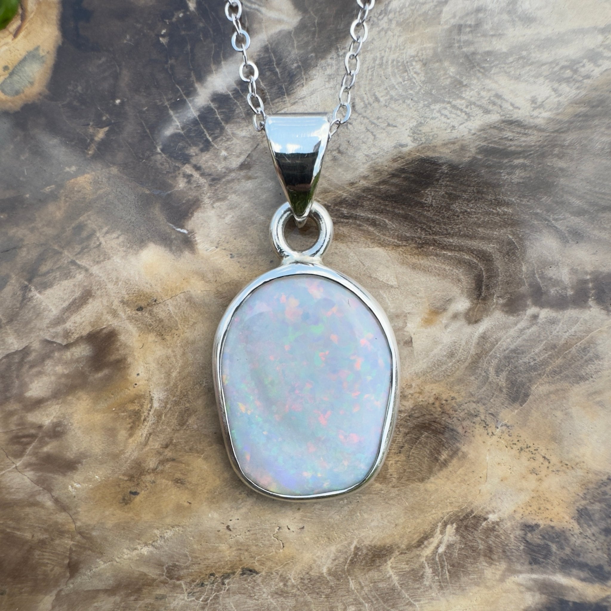 Noosa Moon ~ 4.5ct Lightning Ridge Opal 925 Silver Pendant