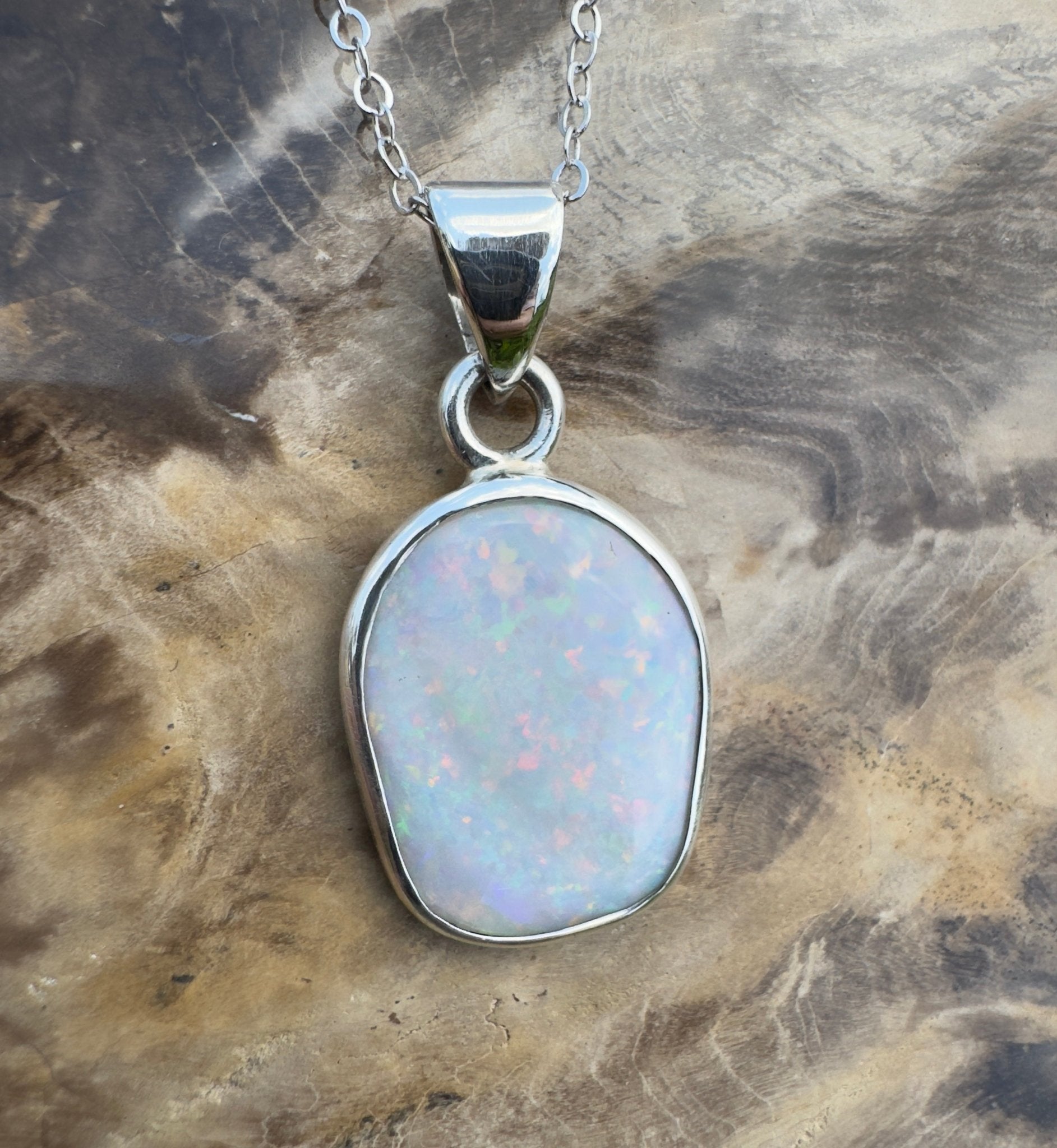 Noosa Moon ~ 4.5ct Lightning Ridge Opal 925 Silver Pendant