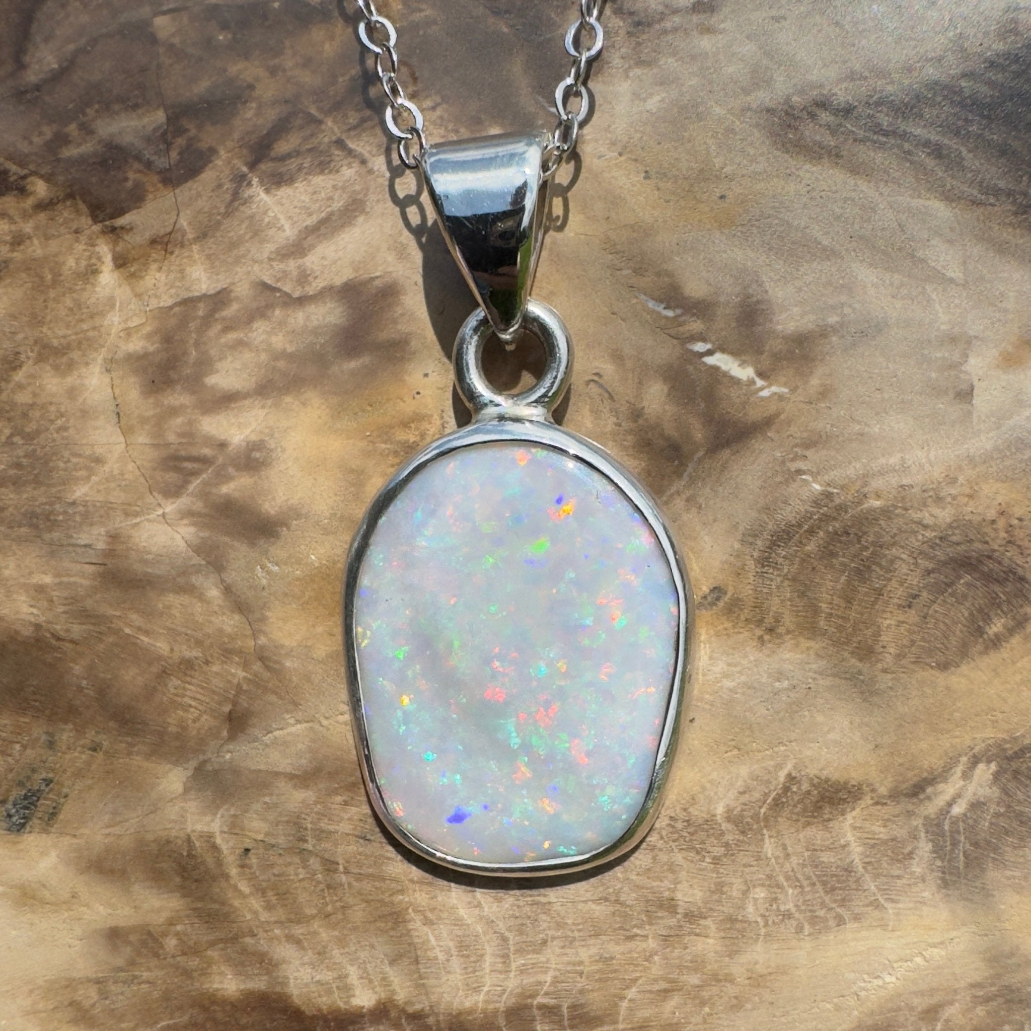 Noosa Moon ~ 4.5ct Lightning Ridge Opal 925 Silver Pendant