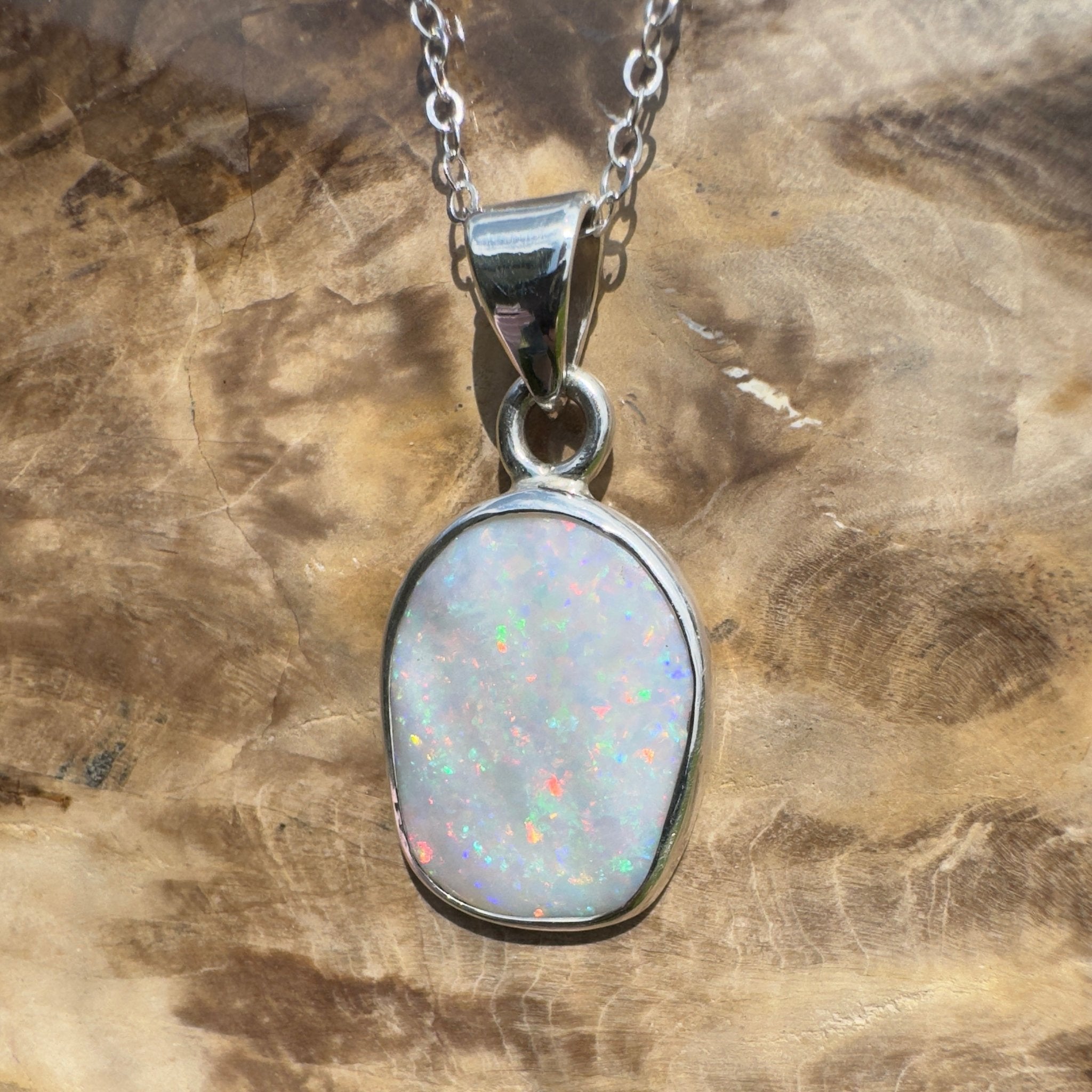 Noosa Moon ~ 4.5ct Lightning Ridge Opal 925 Silver Pendant