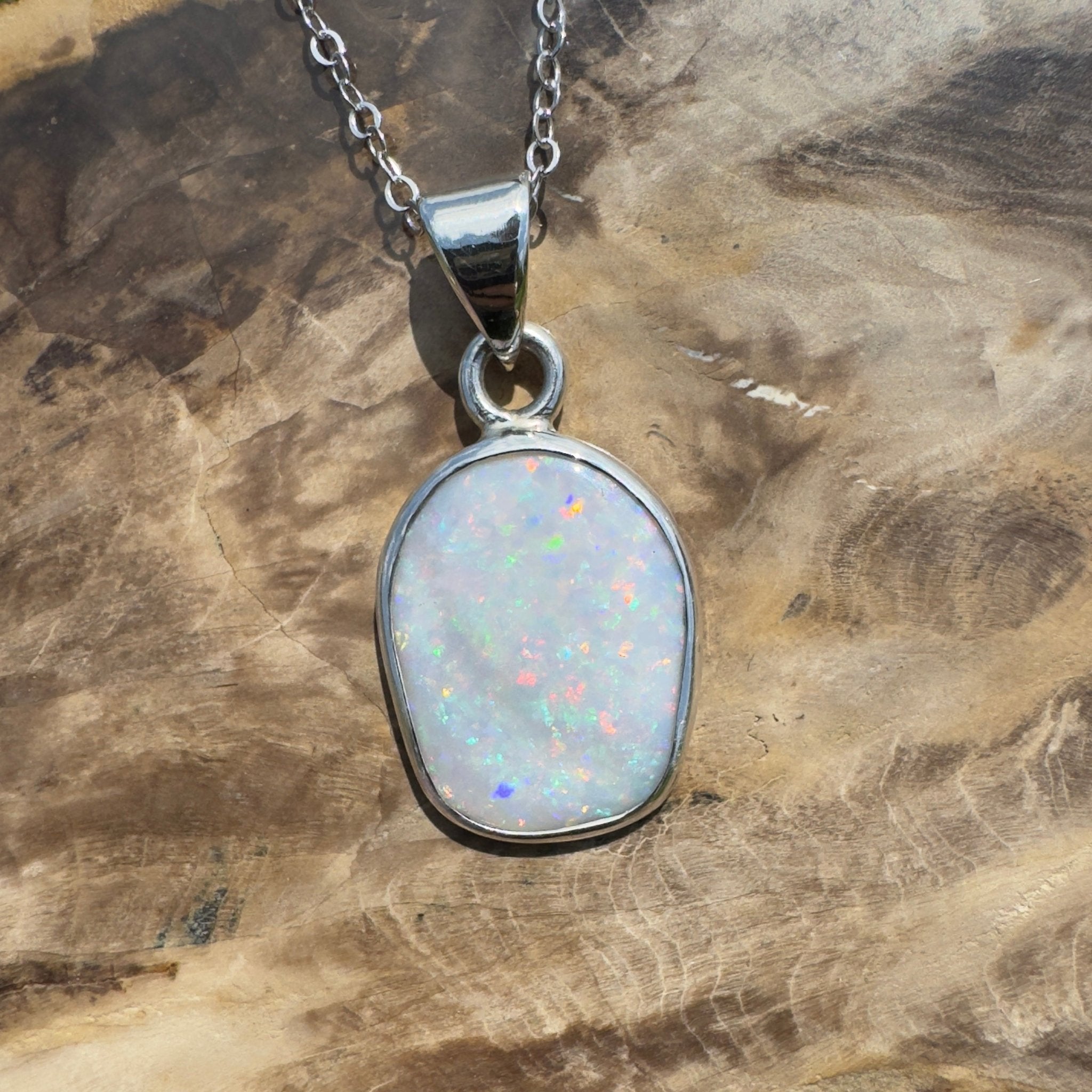 Noosa Moon ~ 4.5ct Lightning Ridge Opal 925 Silver Pendant