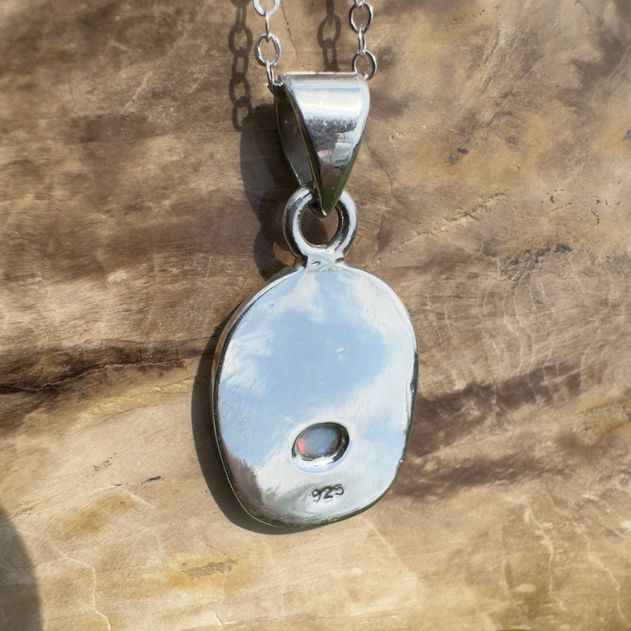 Noosa Moon ~ 4.5ct Lightning Ridge Opal 925 Silver Pendant