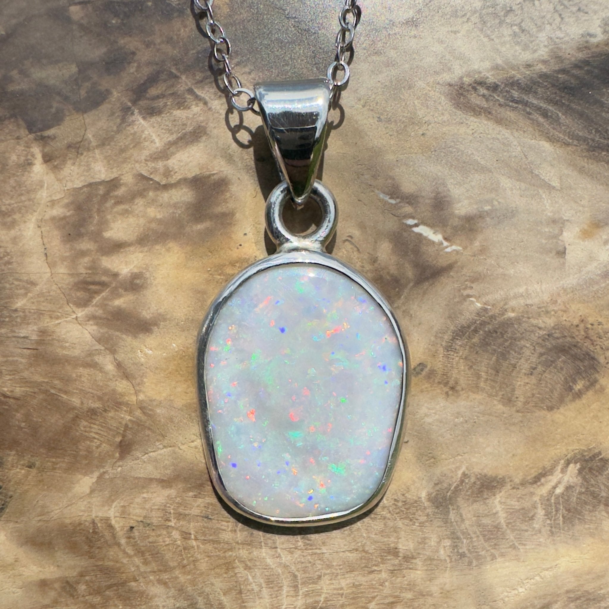 Noosa Moon ~ 4.5ct Lightning Ridge Opal 925 Silver Pendant