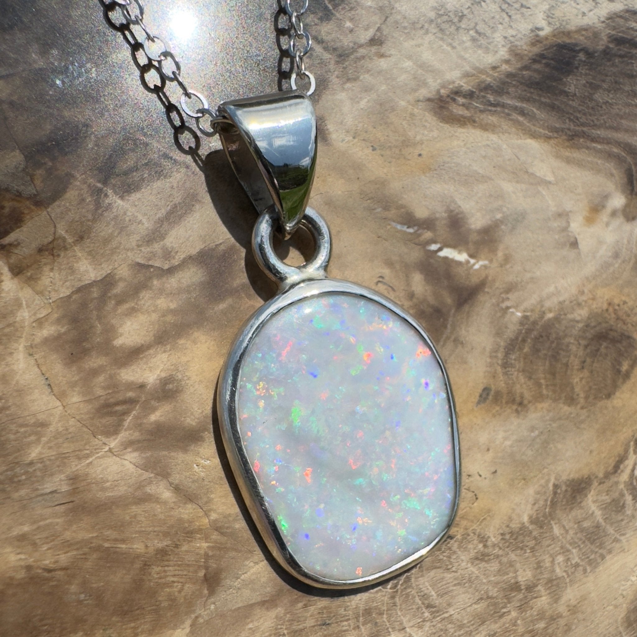 Noosa Moon ~ 4.5ct Lightning Ridge Opal 925 Silver Pendant