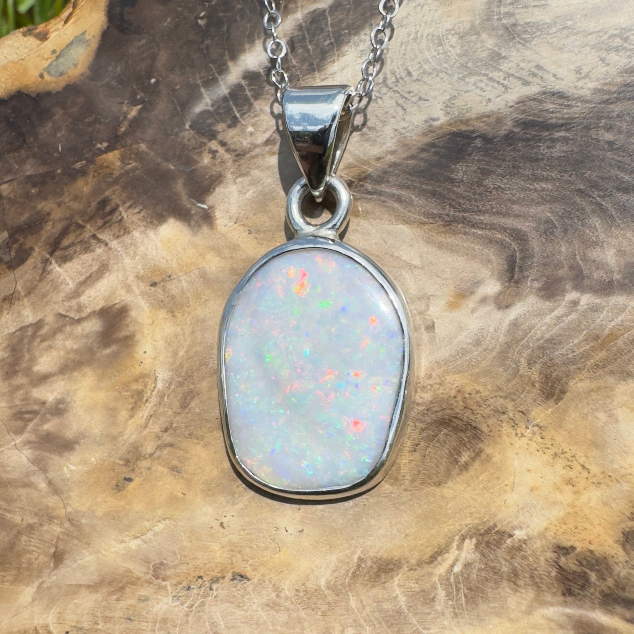 Noosa Moon ~ 4.5ct Lightning Ridge Opal 925 Silver Pendant
