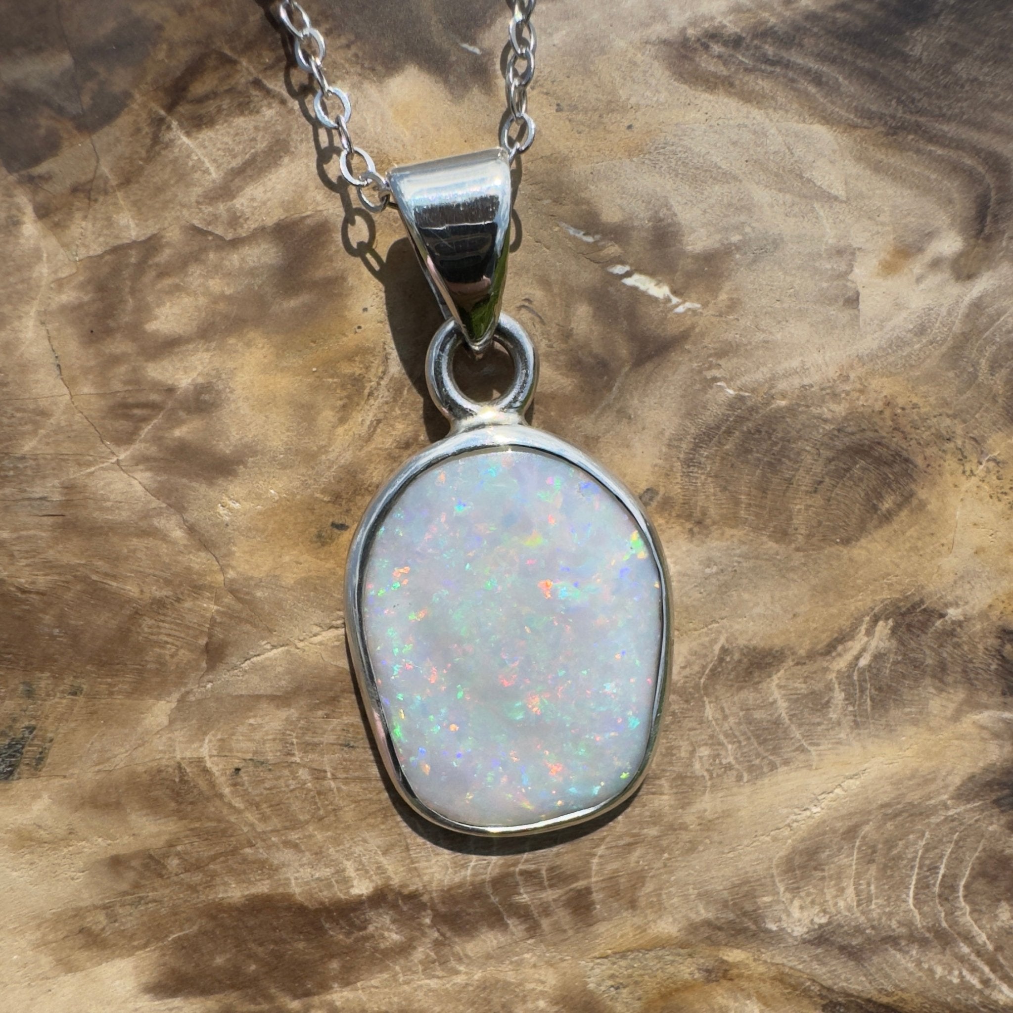 Noosa Moon ~ 4.5ct Lightning Ridge Opal 925 Silver Pendant