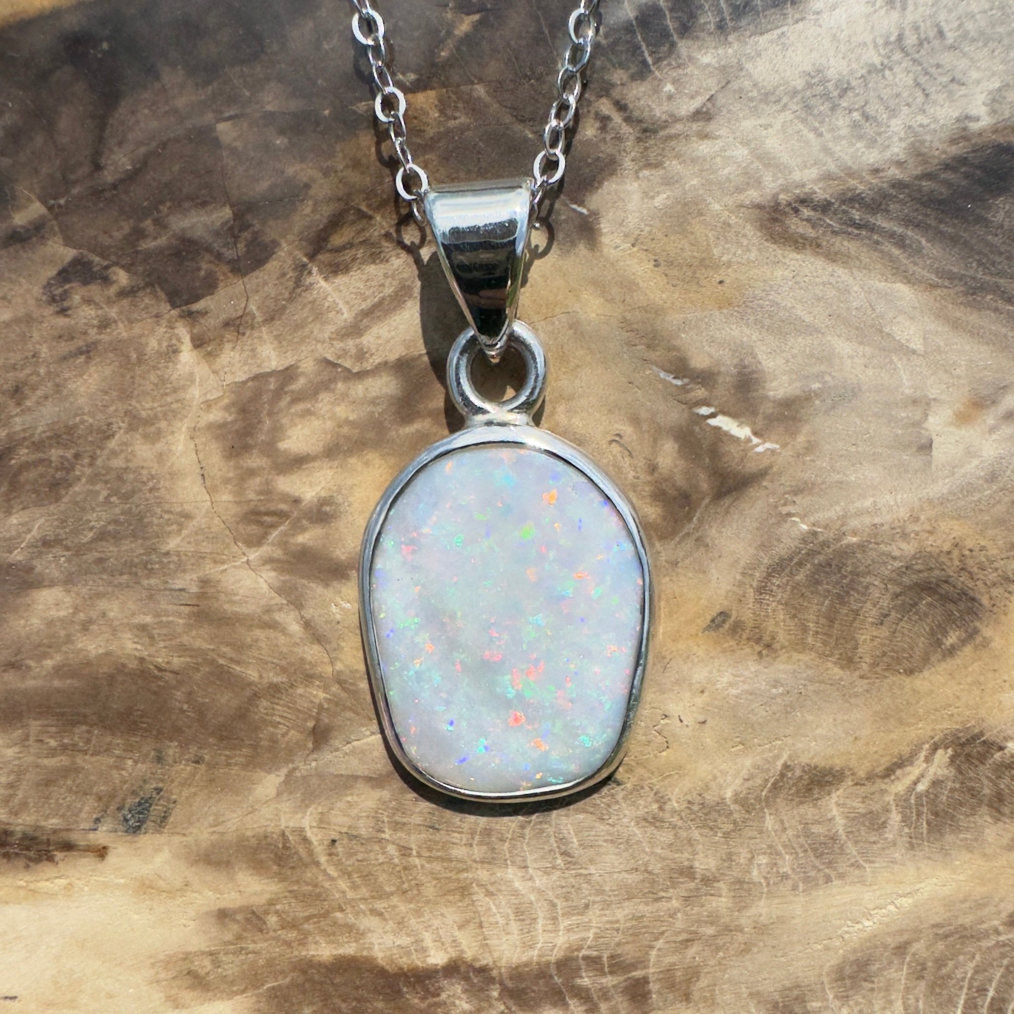 Noosa Moon ~ 4.5ct Lightning Ridge Opal 925 Silver Pendant