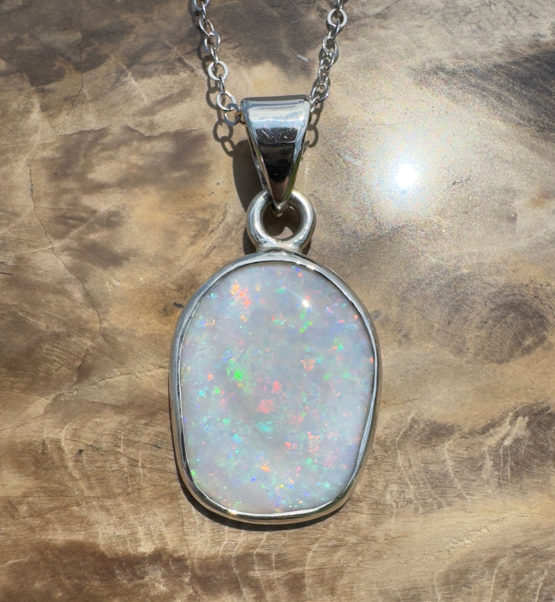 Noosa Moon ~ 4.5ct Lightning Ridge Opal 925 Silver Pendant