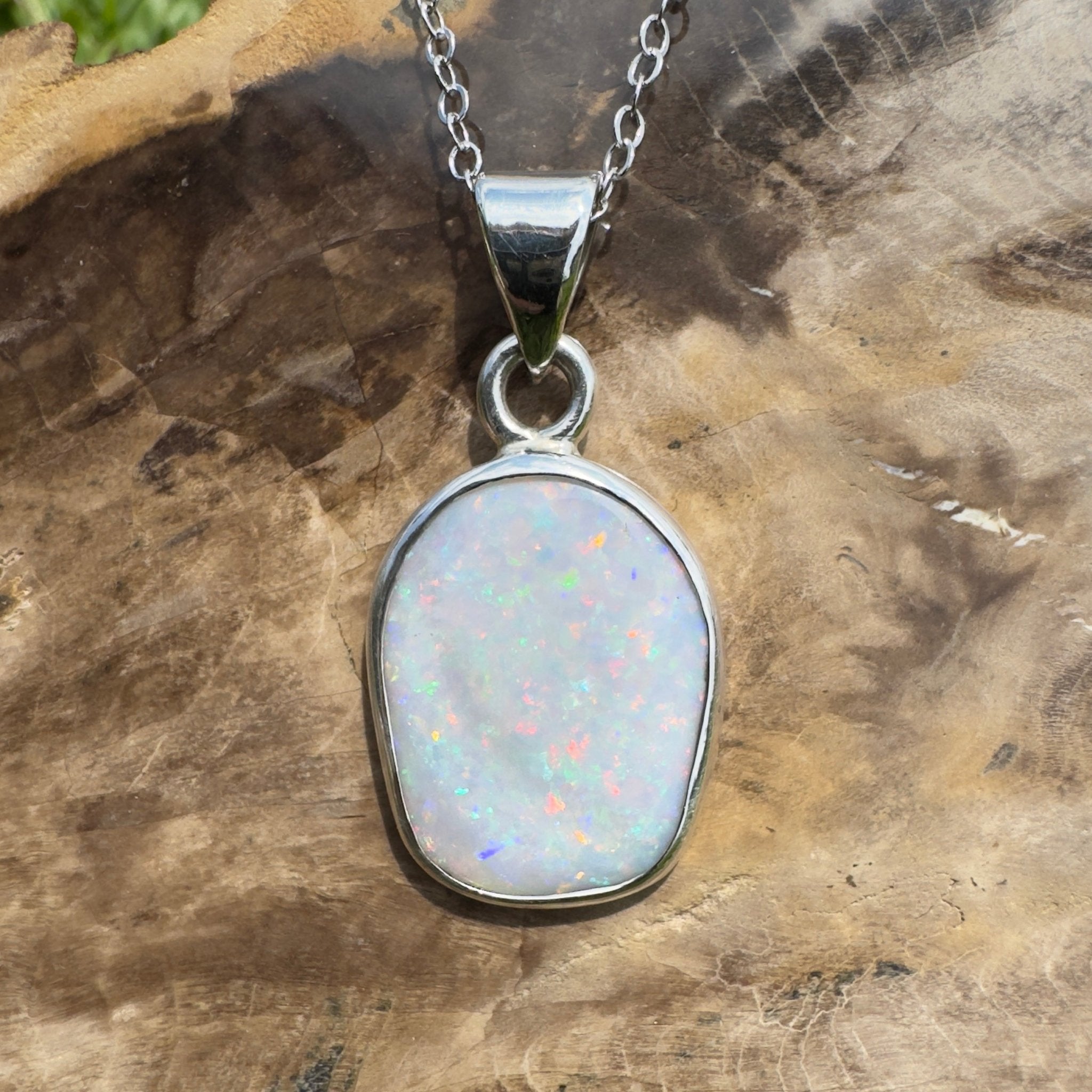 Noosa Moon ~ 4.5ct Lightning Ridge Opal 925 Silver Pendant