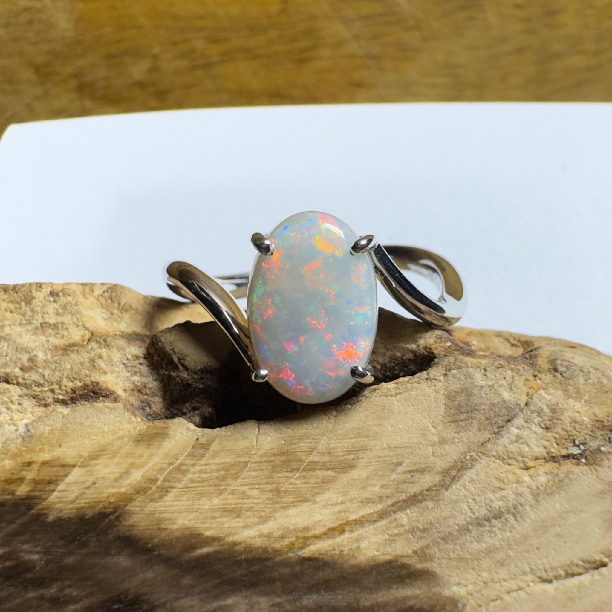 Noosa Sunset - 2ct Solid Coober Pedy Opal 925 Silver Ring