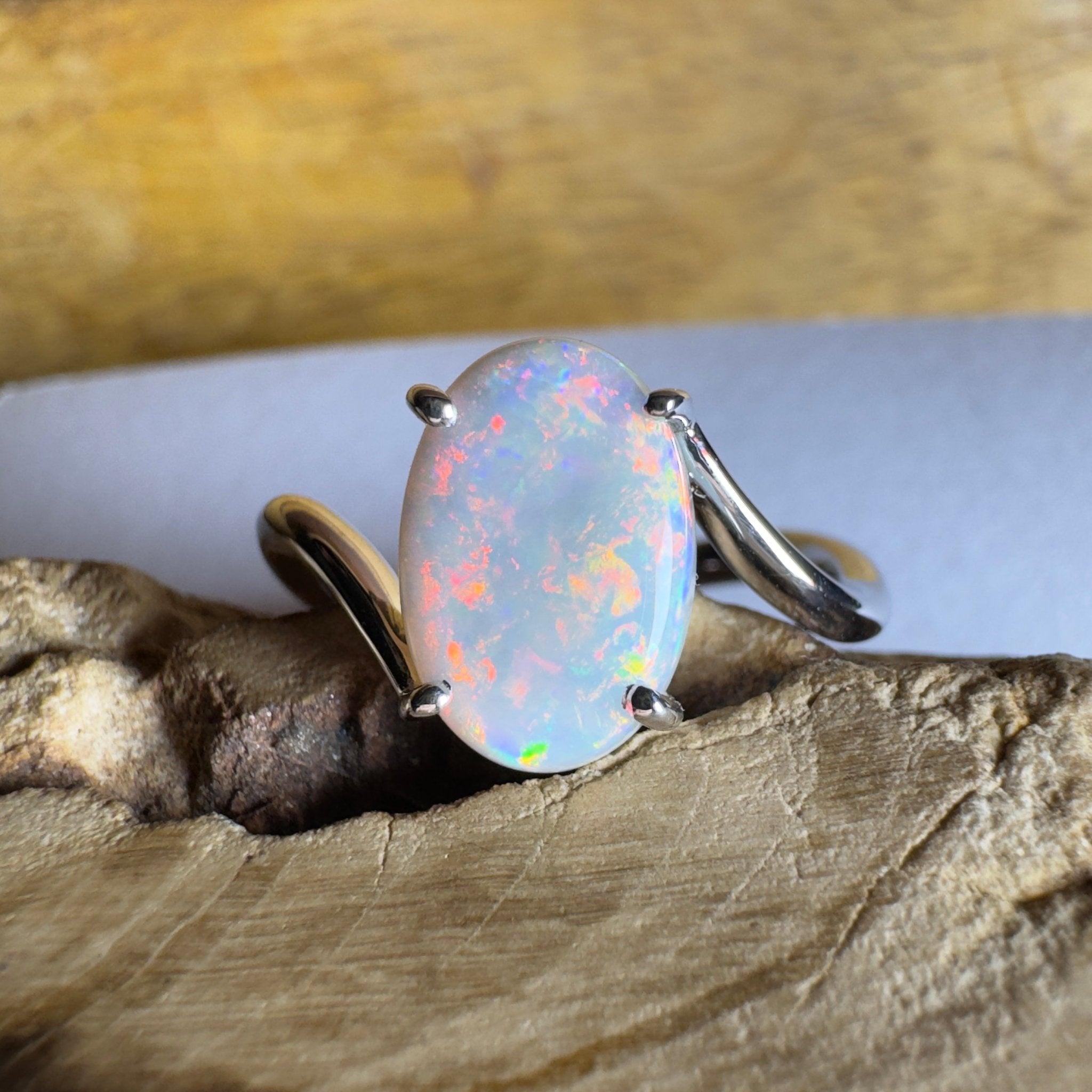 Noosa Sunset - 2ct Solid Coober Pedy Opal 925 Silver Ring