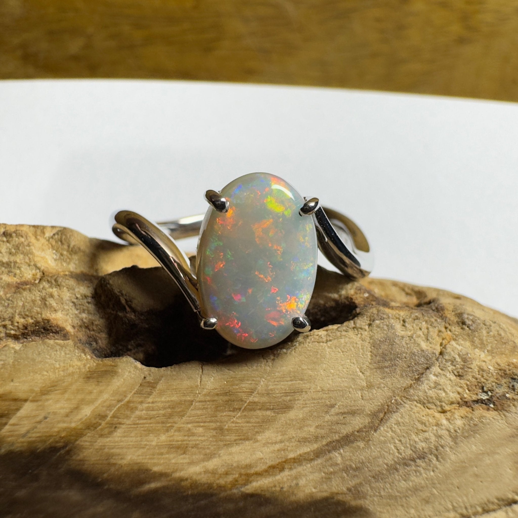 Noosa Sunset - 2ct Solid Coober Pedy Opal 925 Silver Ring