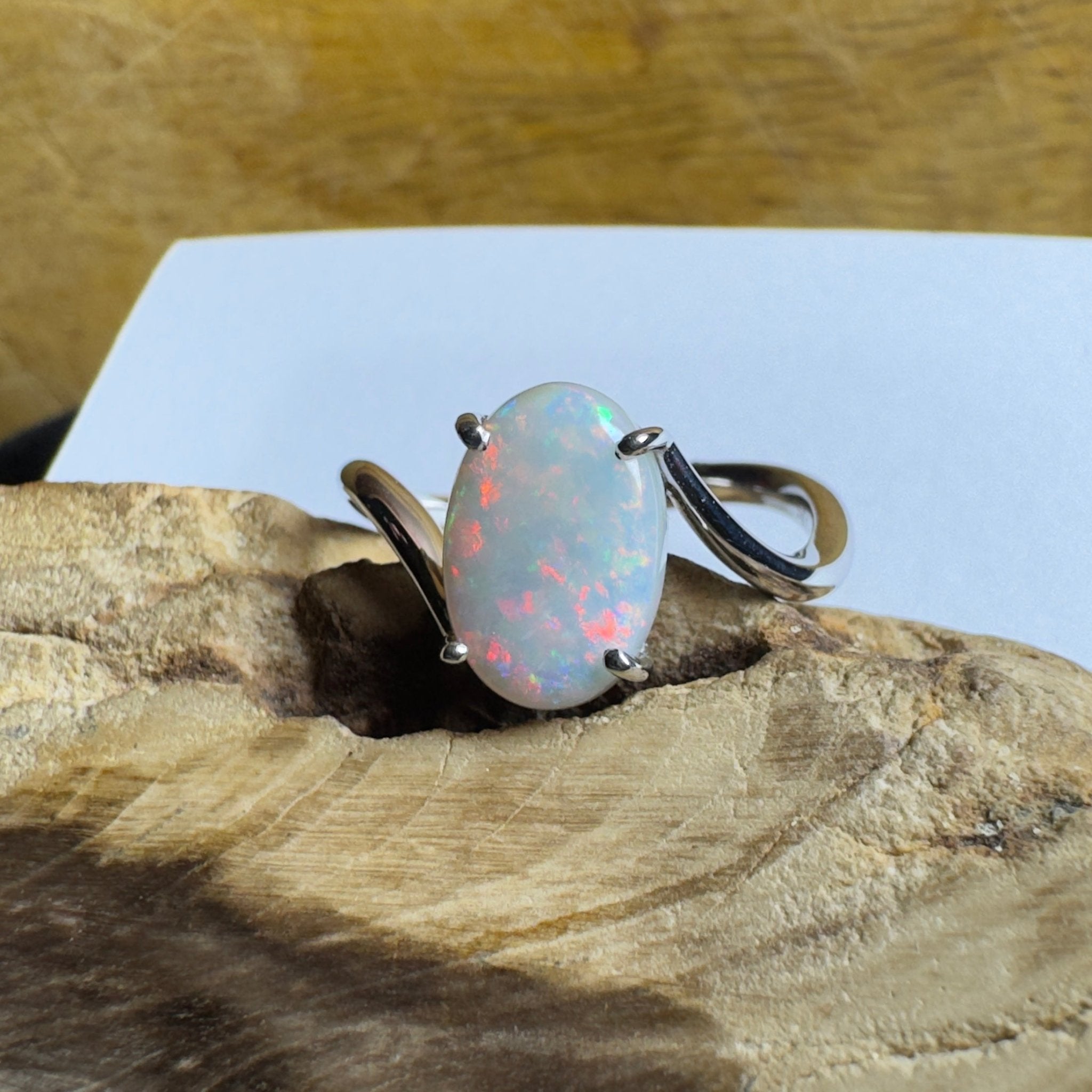 Noosa Sunset - 2ct Solid Coober Pedy Opal 925 Silver Ring