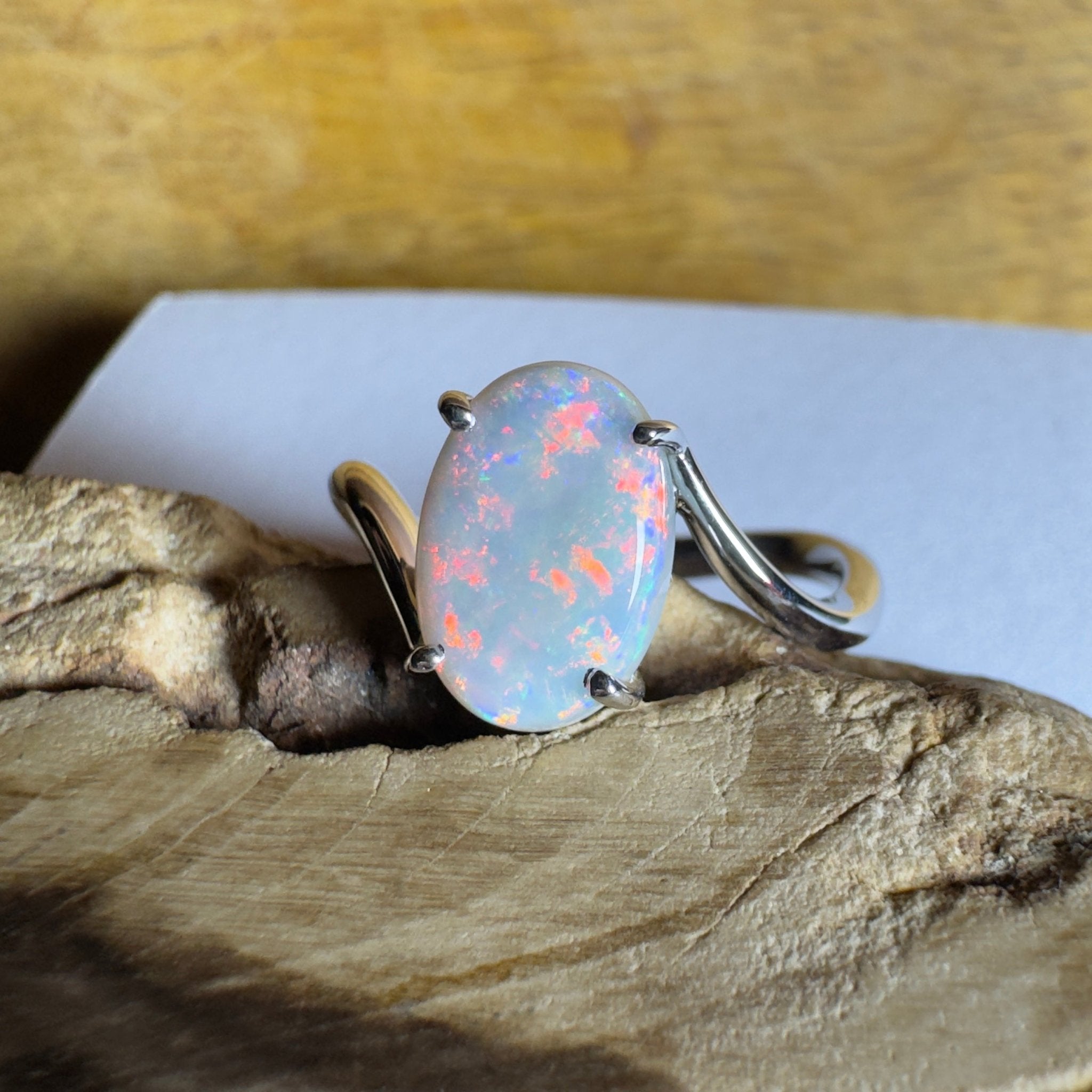 Noosa Sunset - 2ct Solid Coober Pedy Opal 925 Silver Ring