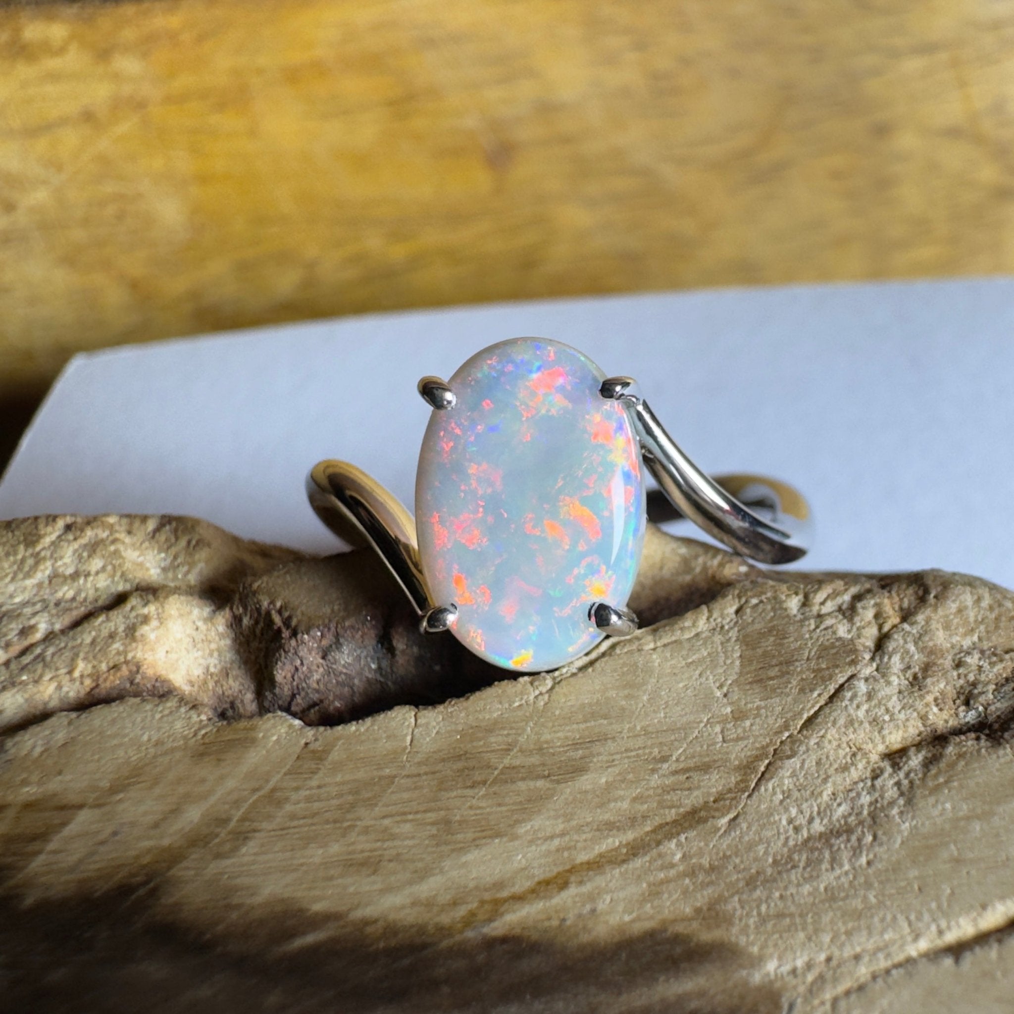 Noosa Sunset - 2ct Solid Coober Pedy Opal 925 Silver Ring