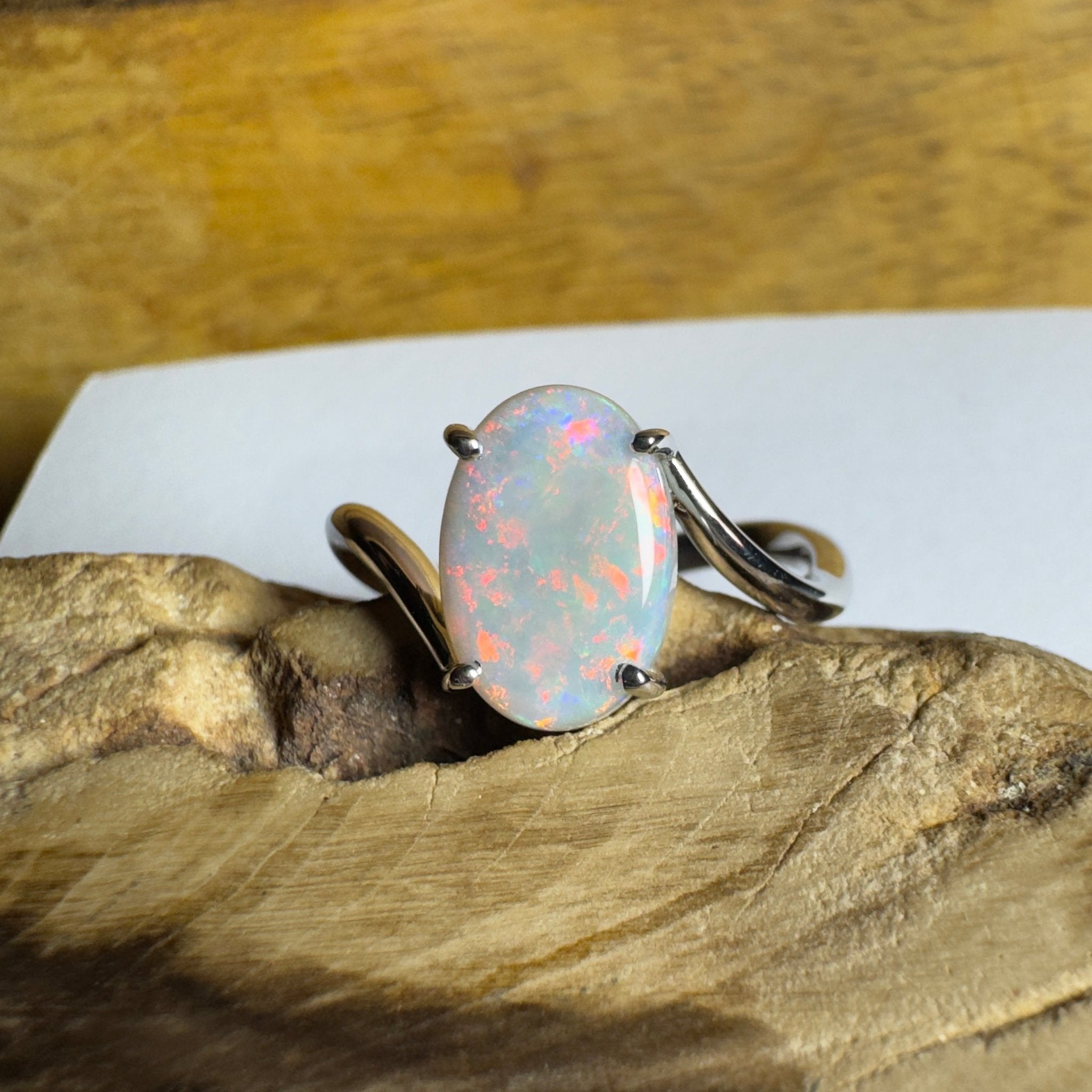 Noosa Sunset - 2ct Solid Coober Pedy Opal 925 Silver Ring