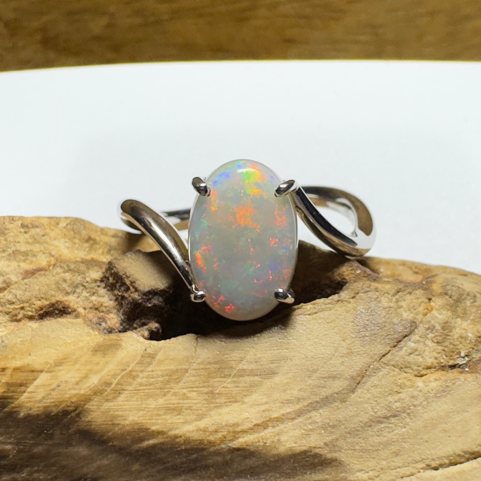 Noosa Sunset - 2ct Solid Coober Pedy Opal 925 Silver Ring