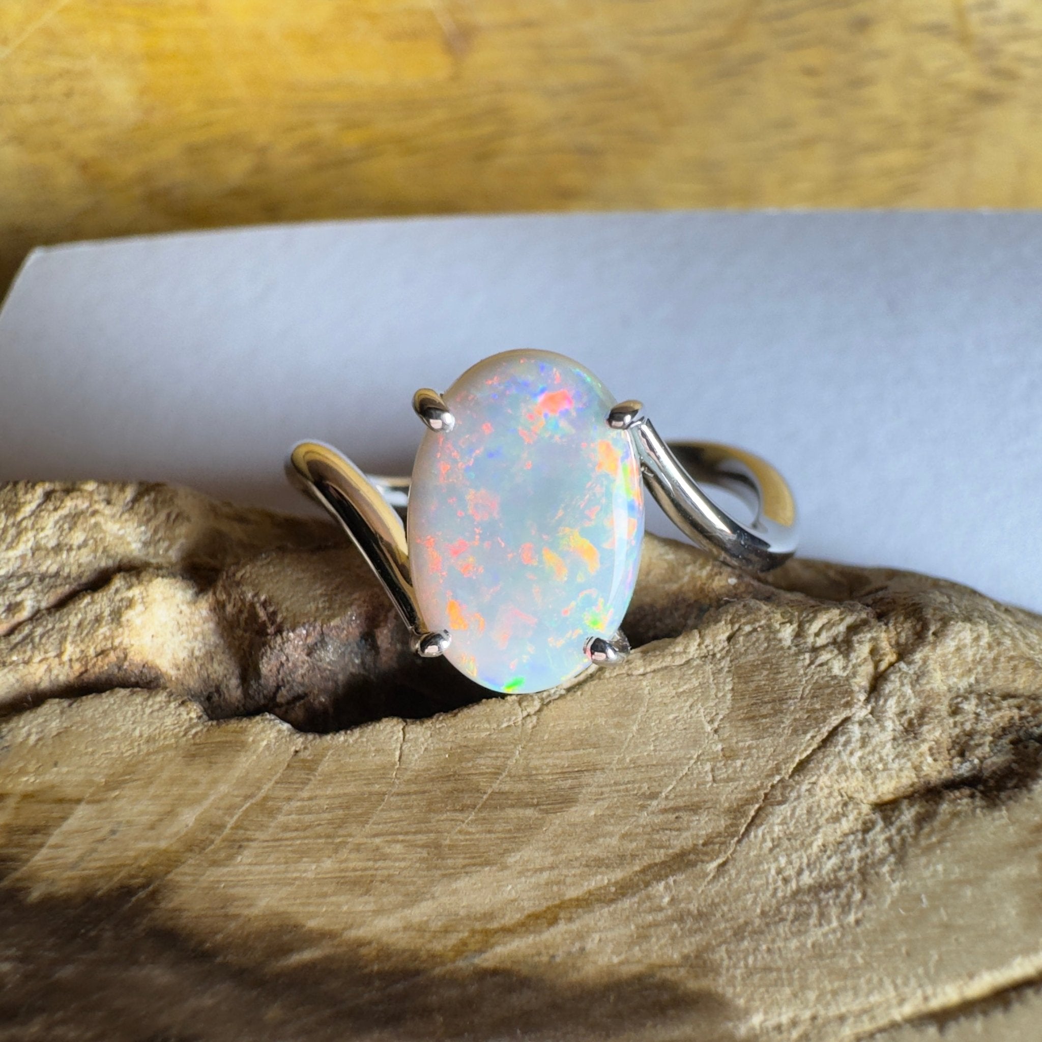 Noosa Sunset - 2ct Solid Coober Pedy Opal 925 Silver Ring
