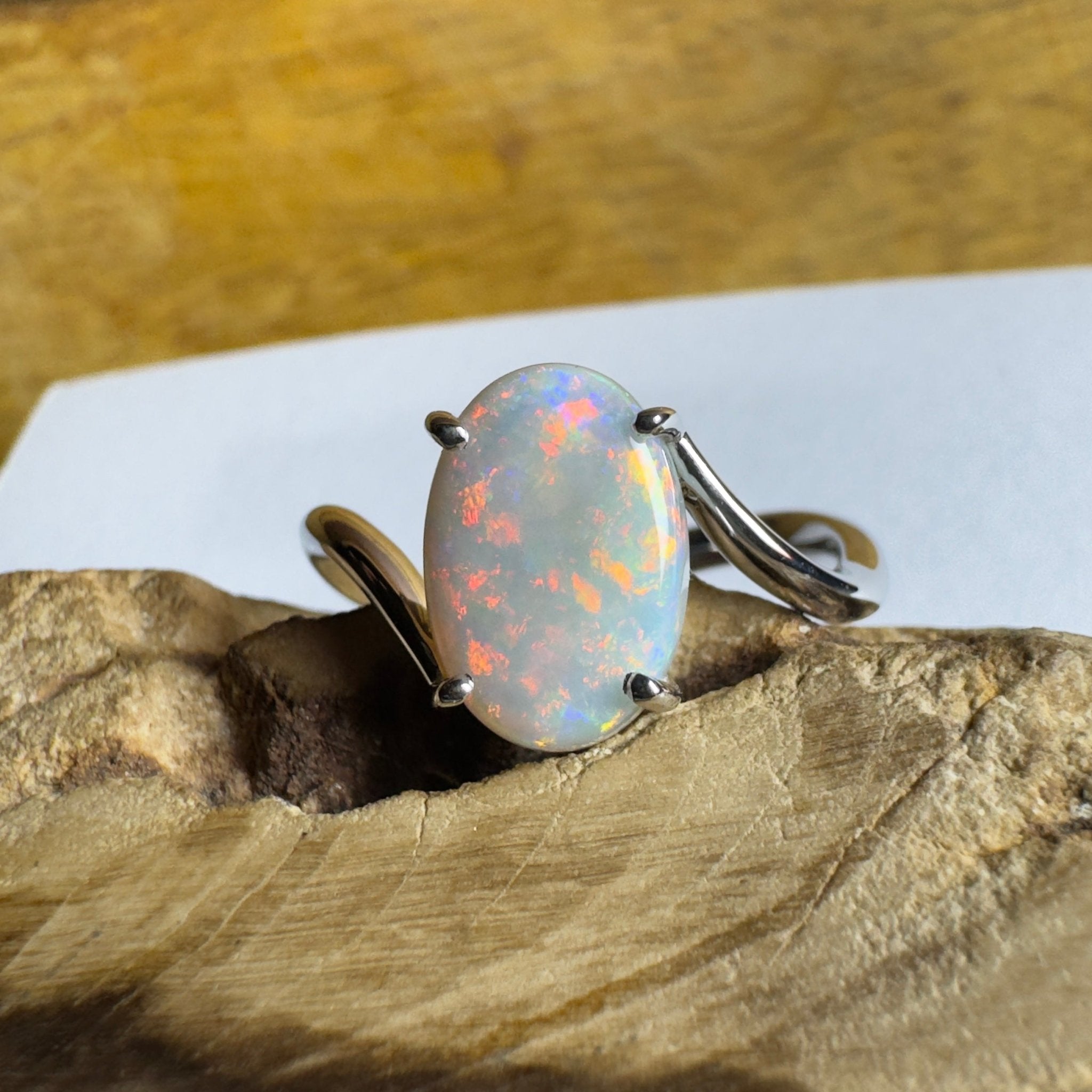 Noosa Sunset - 2ct Solid Coober Pedy Opal 925 Silver Ring