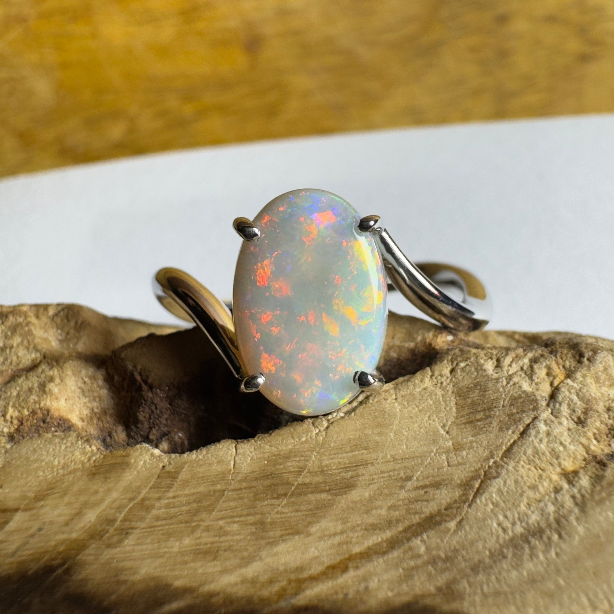 Noosa Sunset - 2ct Solid Coober Pedy Opal 925 Silver Ring