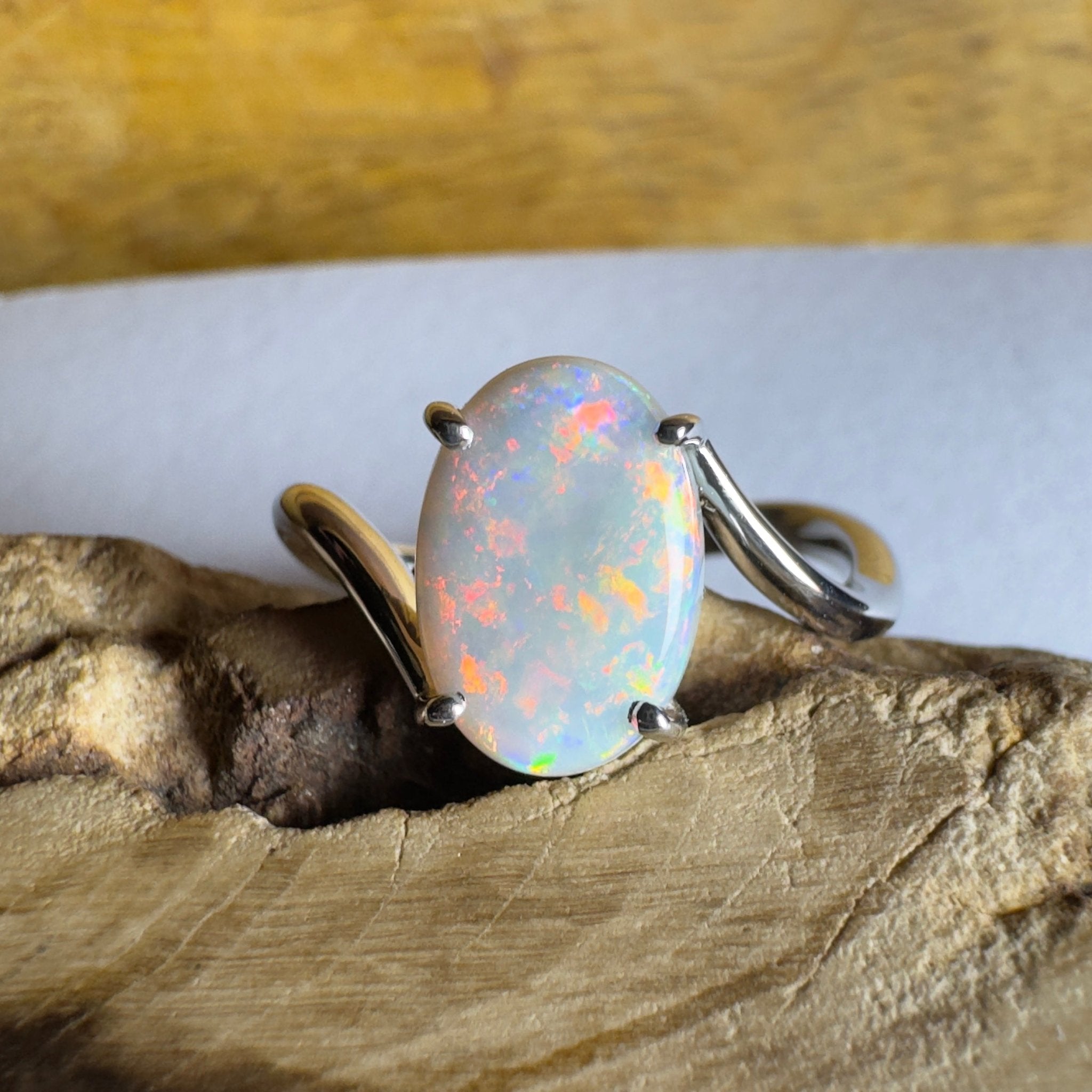 Noosa Sunset - 2ct Solid Coober Pedy Opal 925 Silver Ring