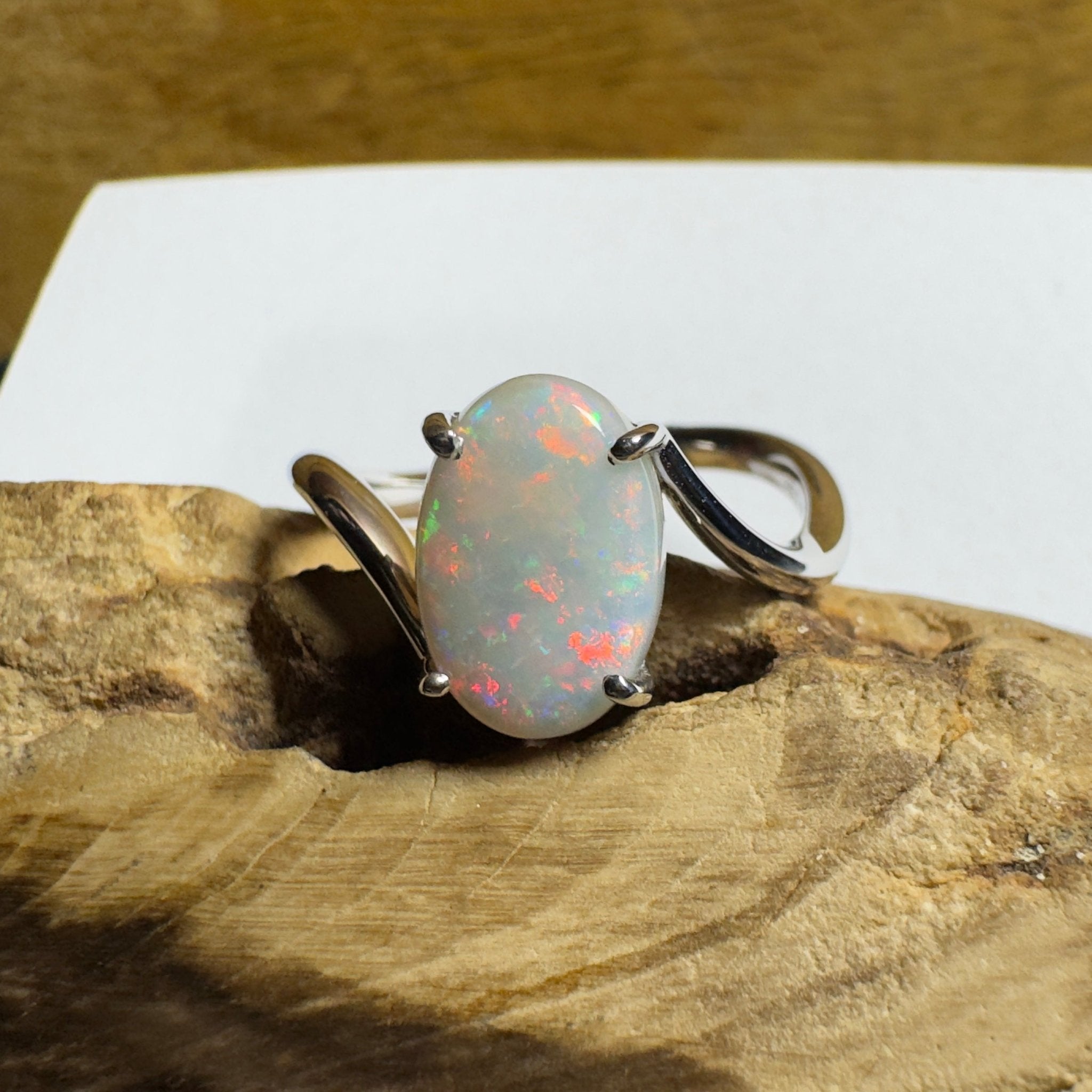 Noosa Sunset - 2ct Solid Coober Pedy Opal 925 Silver Ring