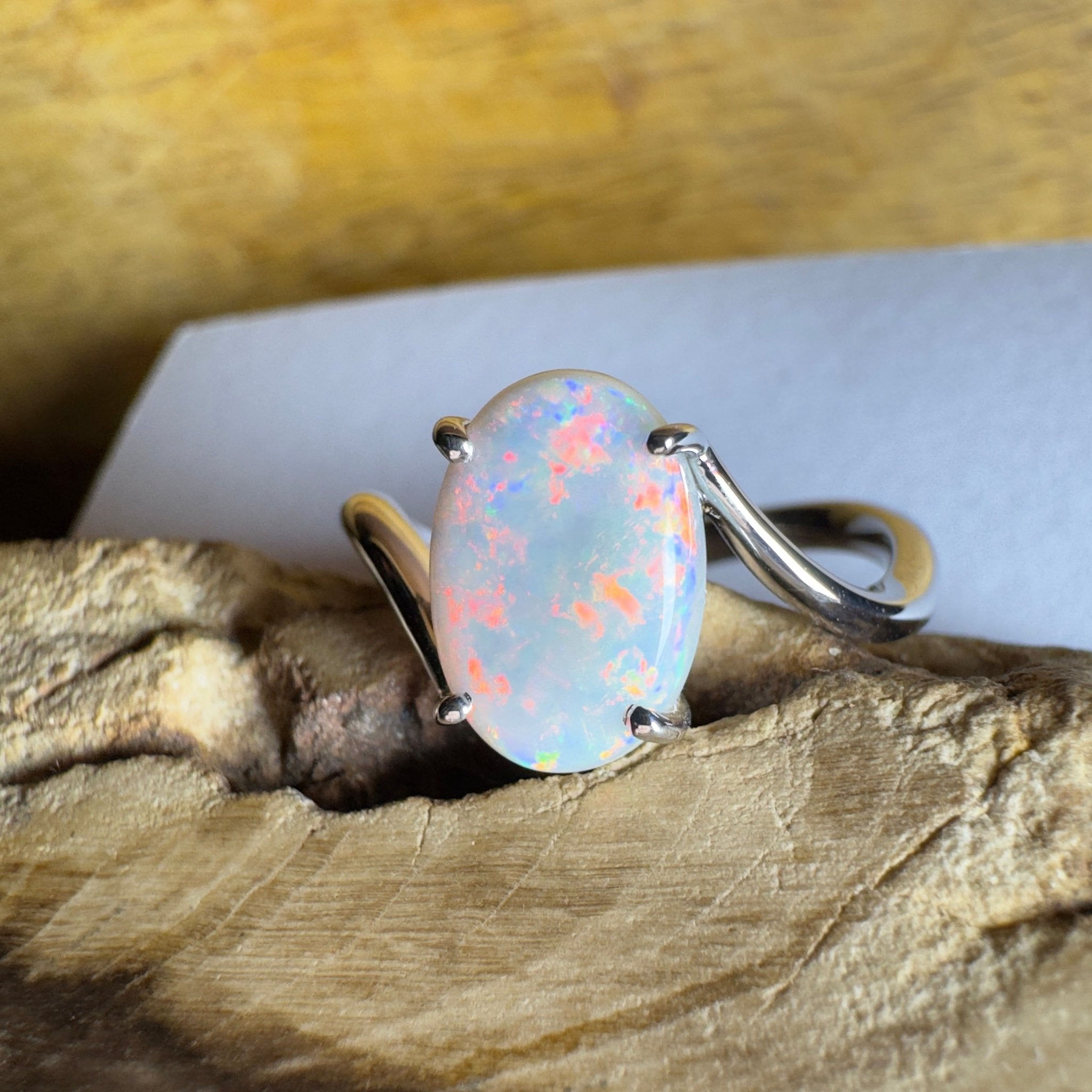 Noosa Sunset - 2ct Solid Coober Pedy Opal 925 Silver Ring