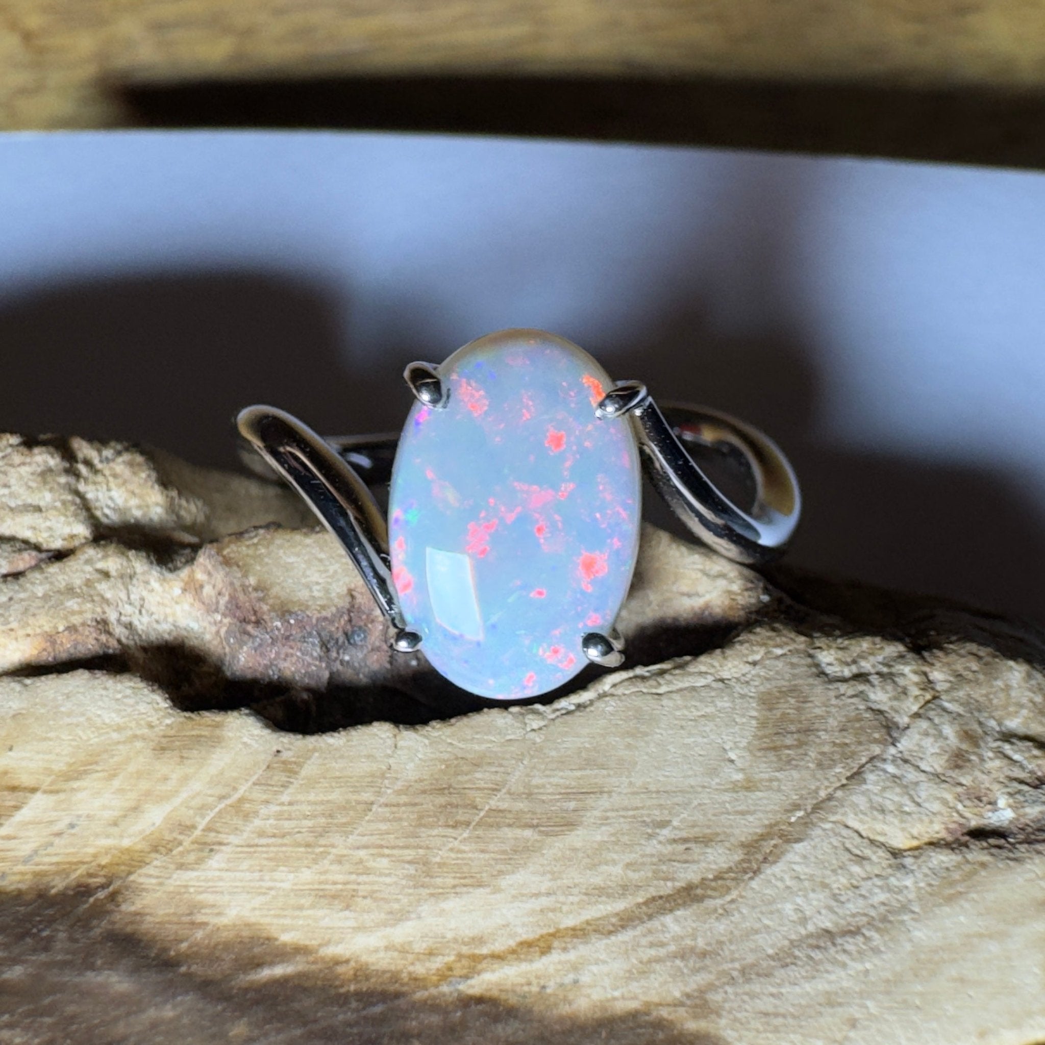 Noosa Sunset - 2ct Solid Coober Pedy Opal 925 Silver Ring
