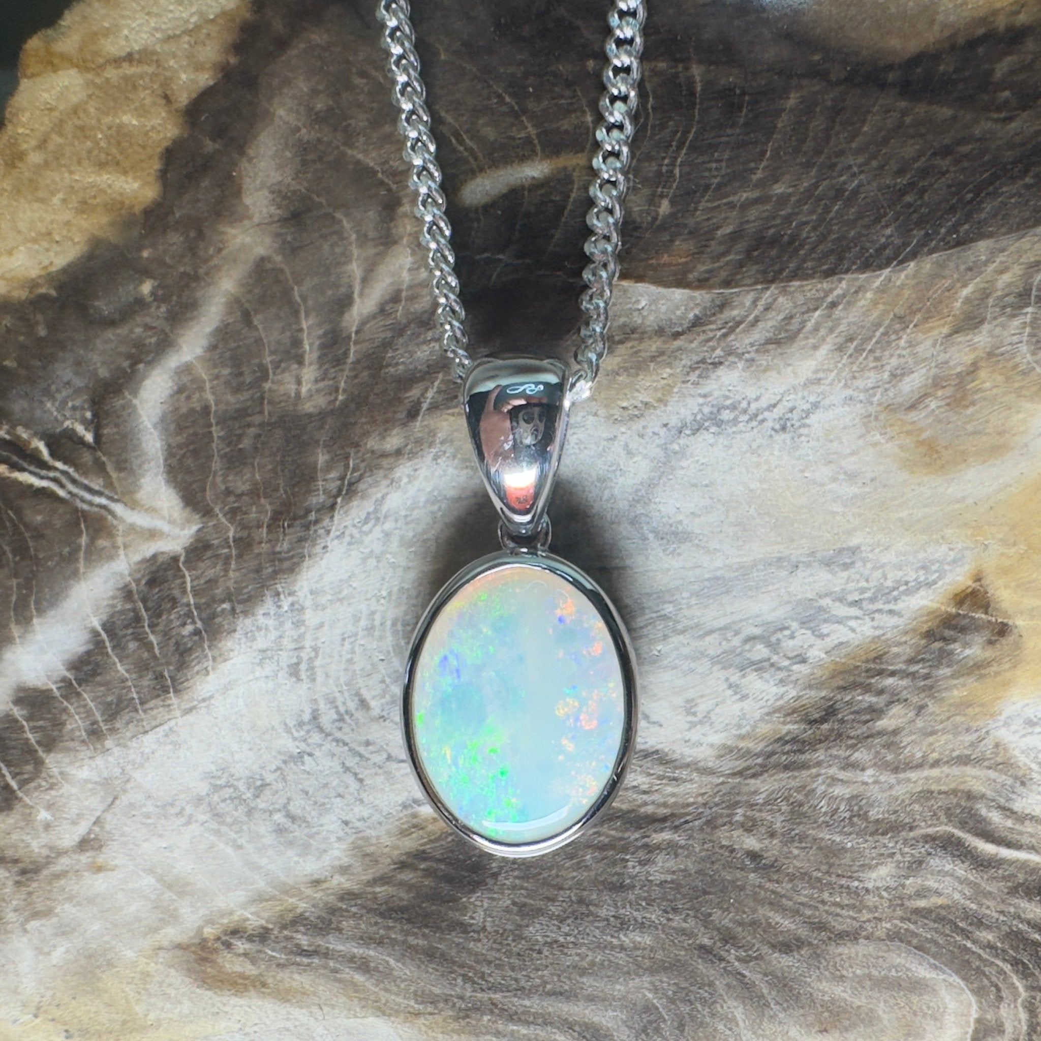 Nullarbor Dawnlight ~ 1.75ct Coober Pedy Opal 925 Silver Pendant