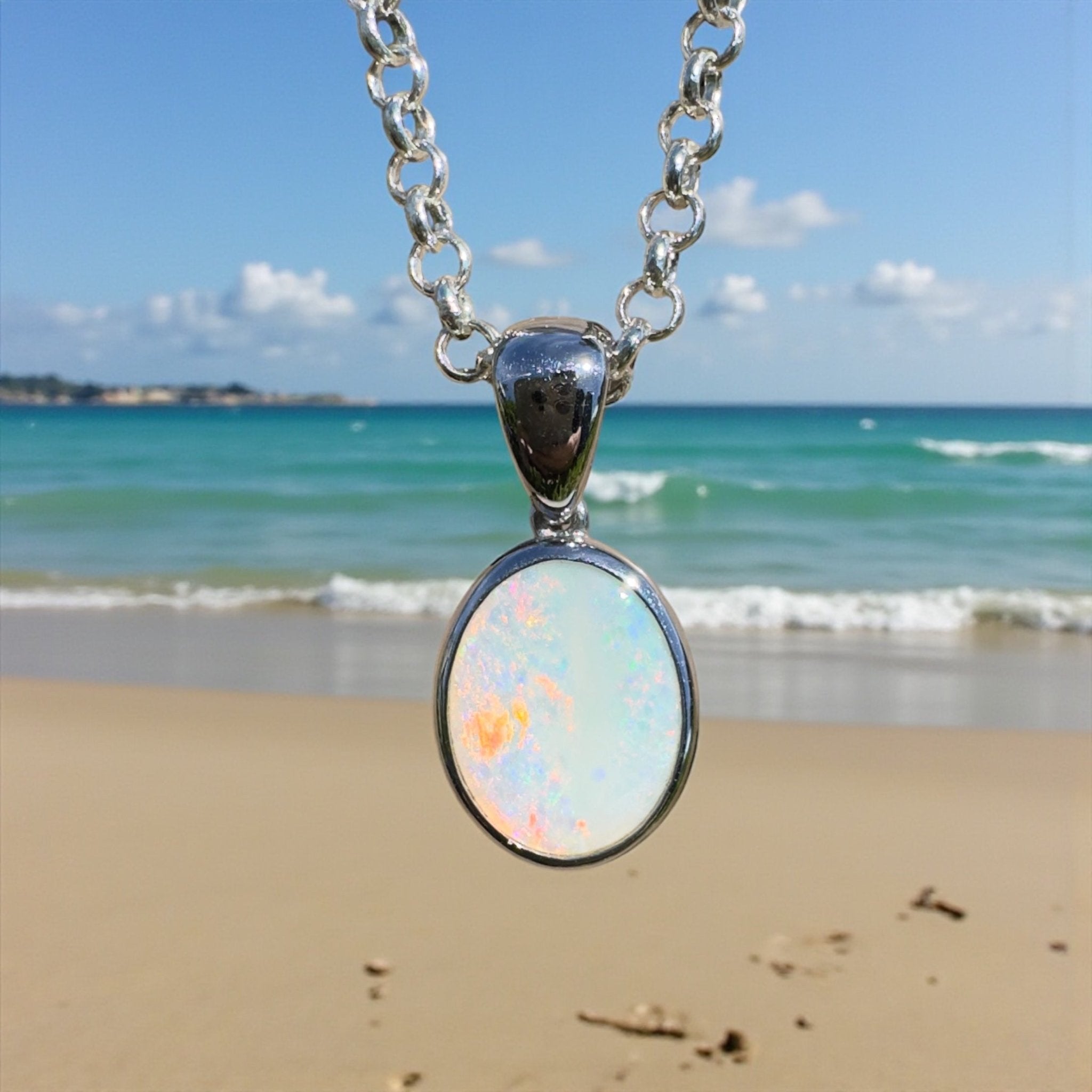 Nullarbor Dawnlight ~ 1.75ct Coober Pedy Opal 925 Silver Pendant