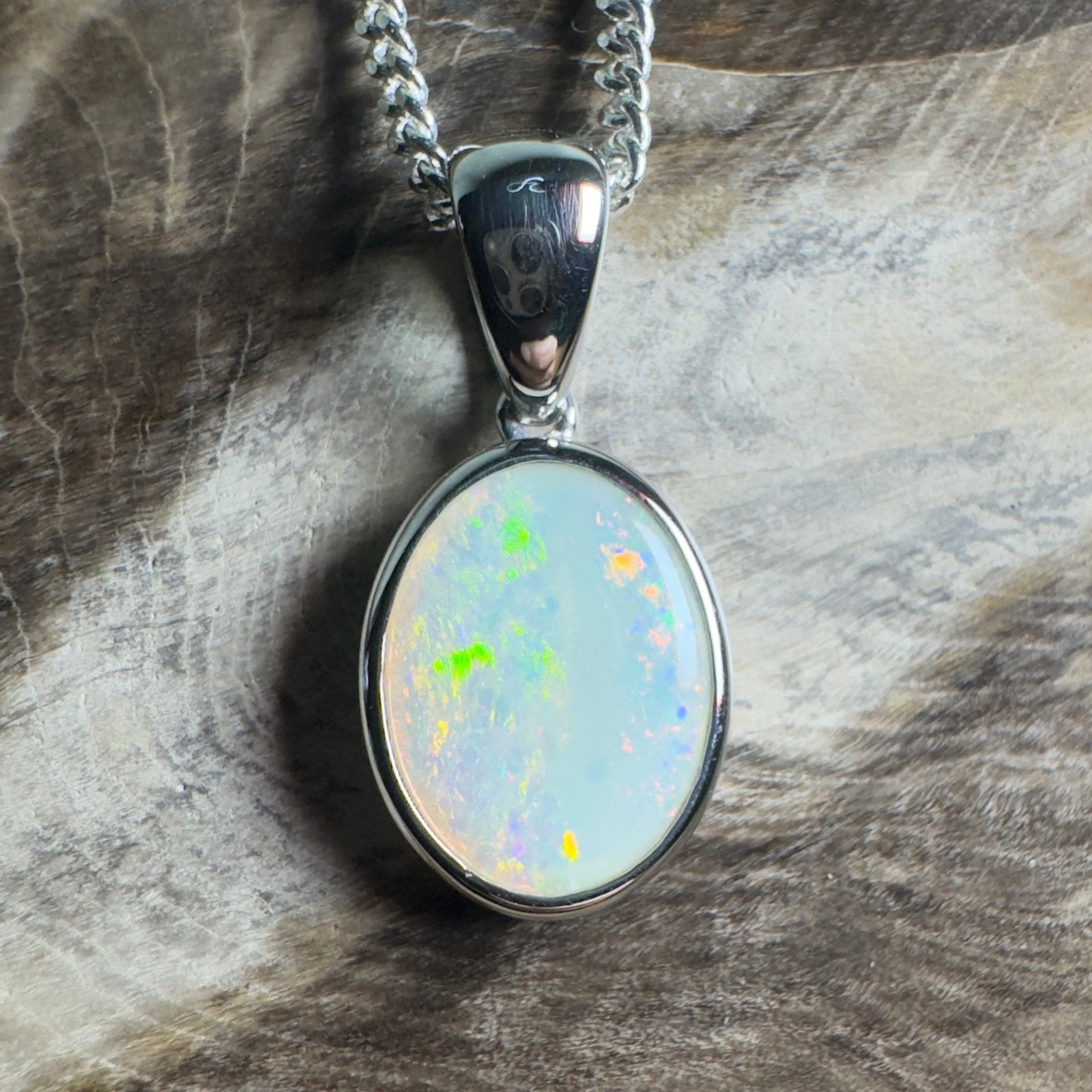 Nullarbor Dawnlight ~ 1.75ct Coober Pedy Opal 925 Silver Pendant